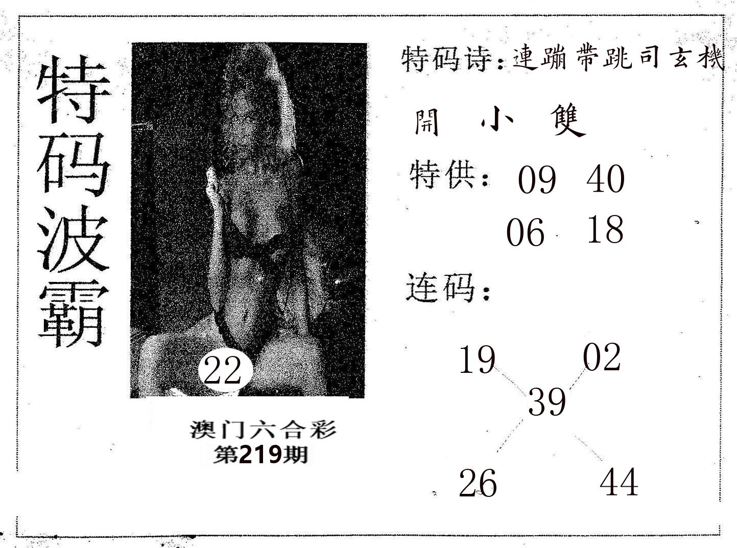 特码波霸 第219期