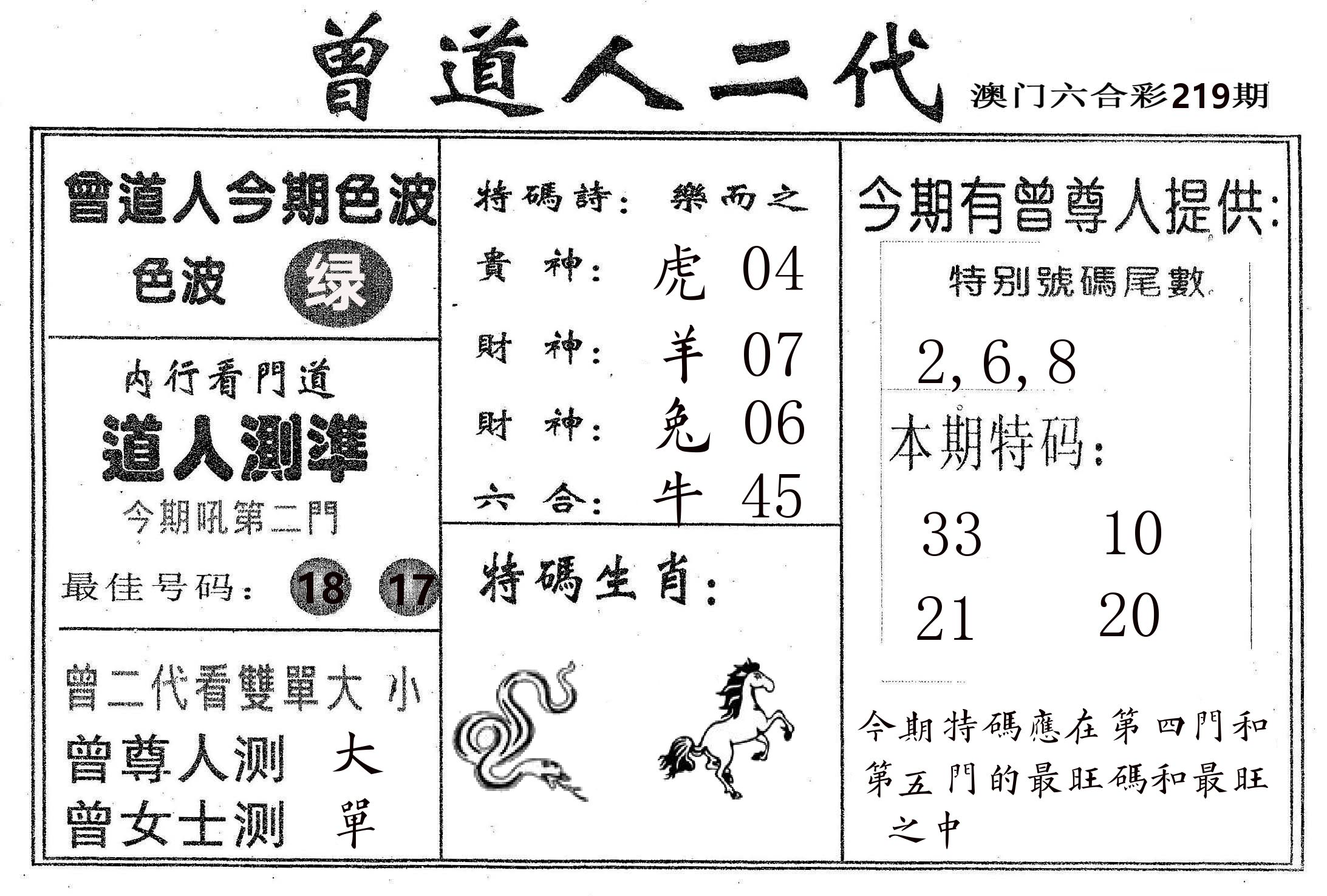 曾二代 第219期