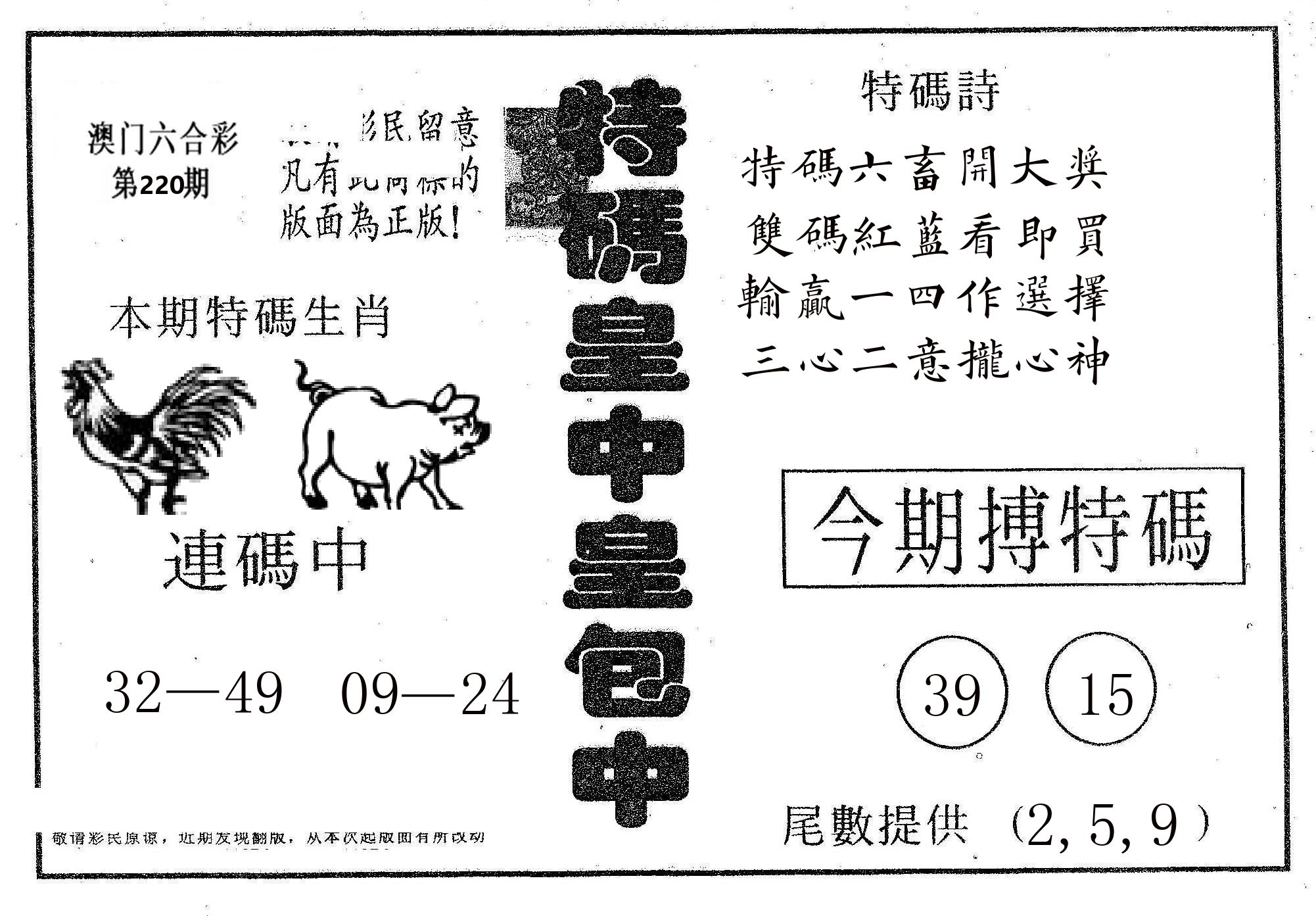皇中皇A 第220期