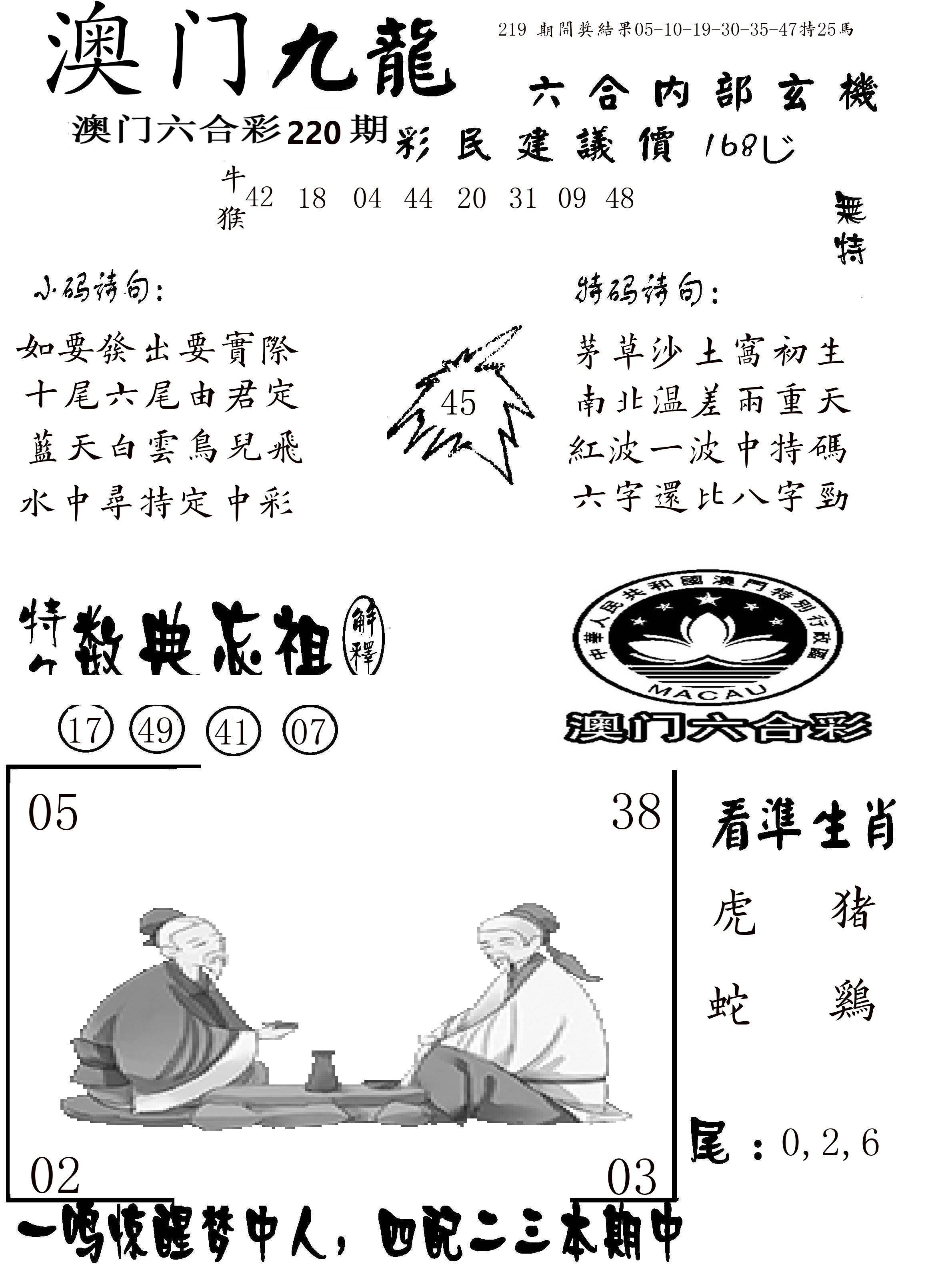 澳门传真1 第220期