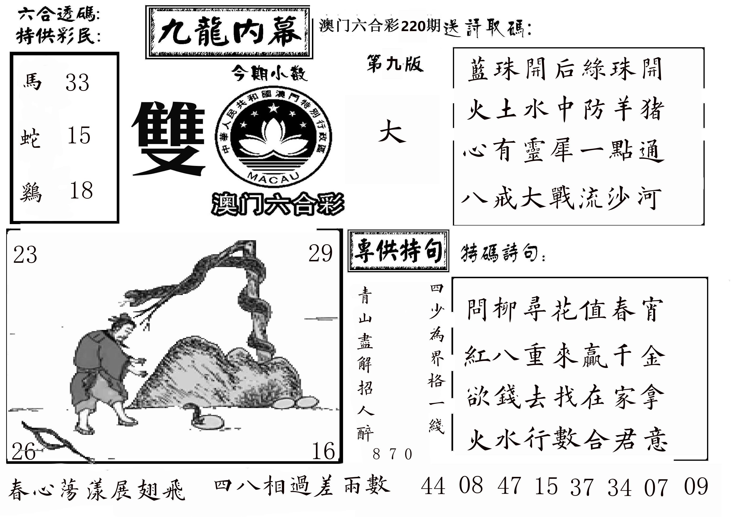 澳门传真3 第220期