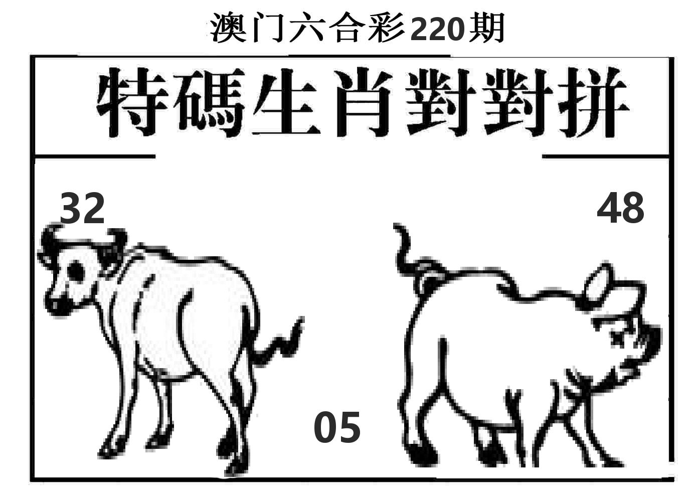特码生肖对对拼 第220期