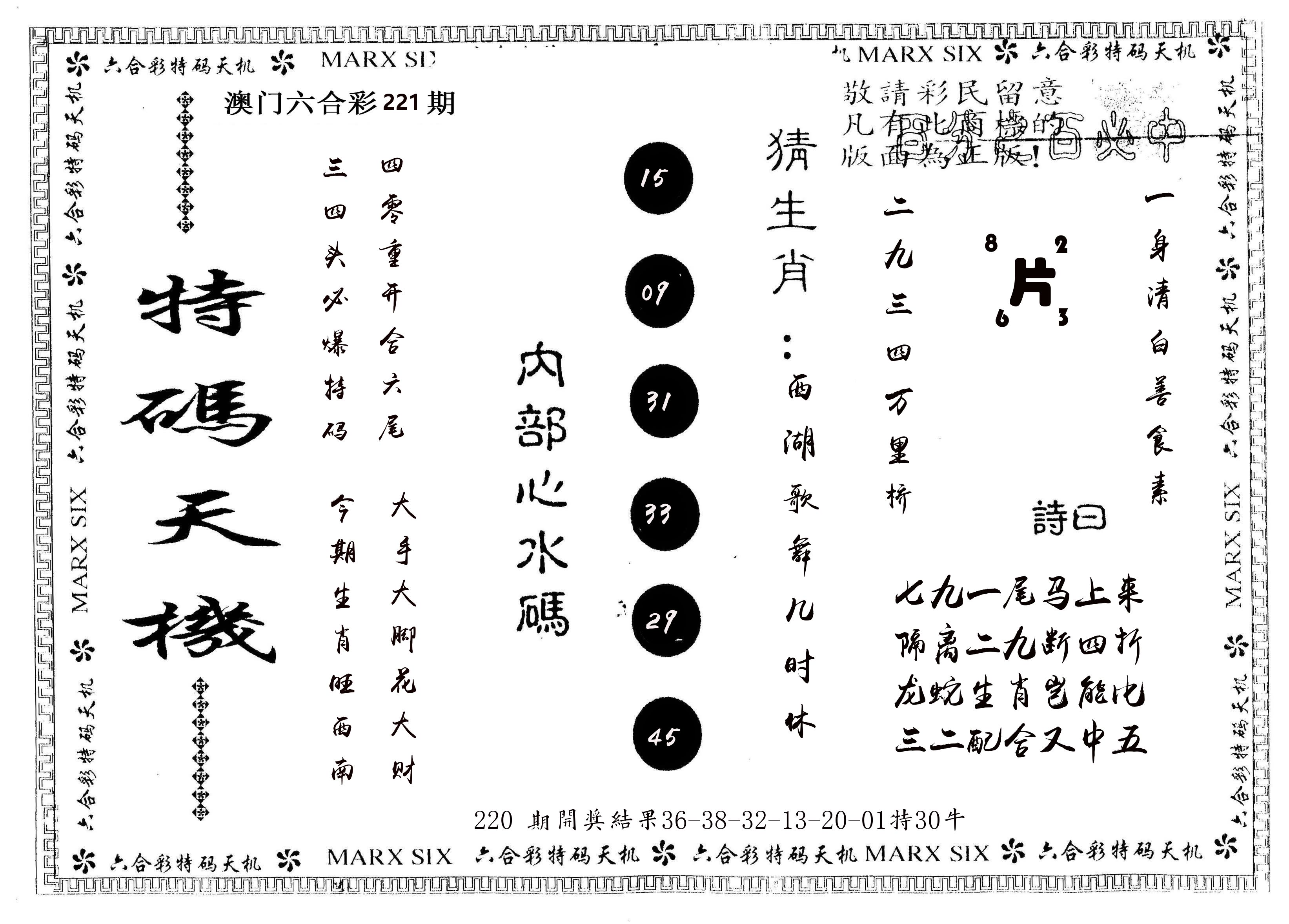 另版特码天机 第221期