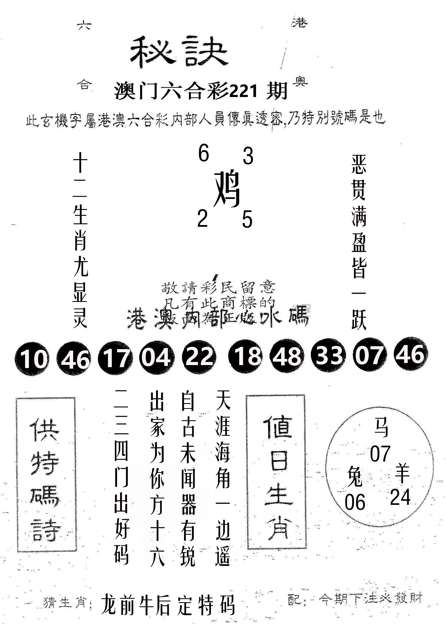 秘决 第221期
