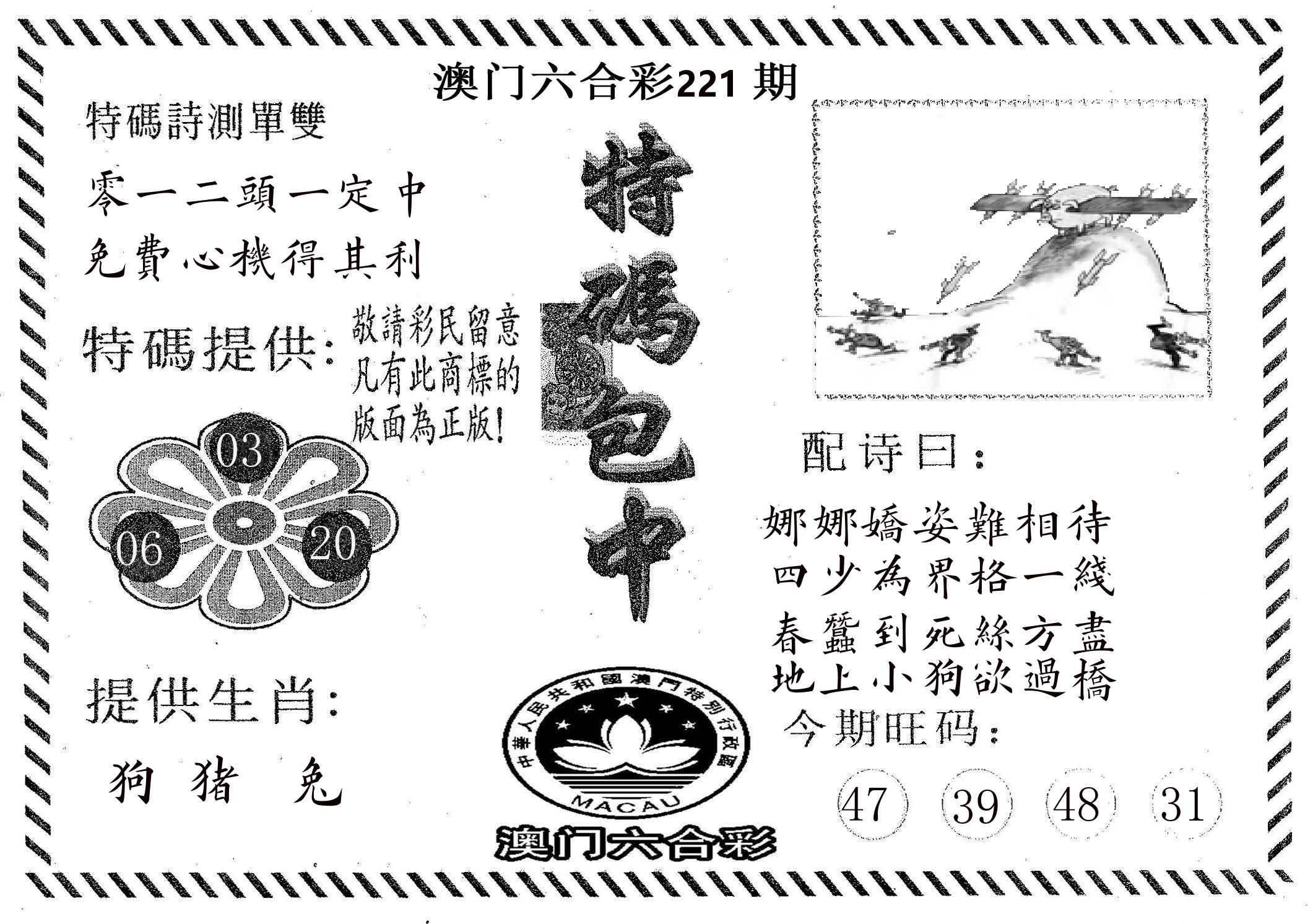 特码包中 第221期