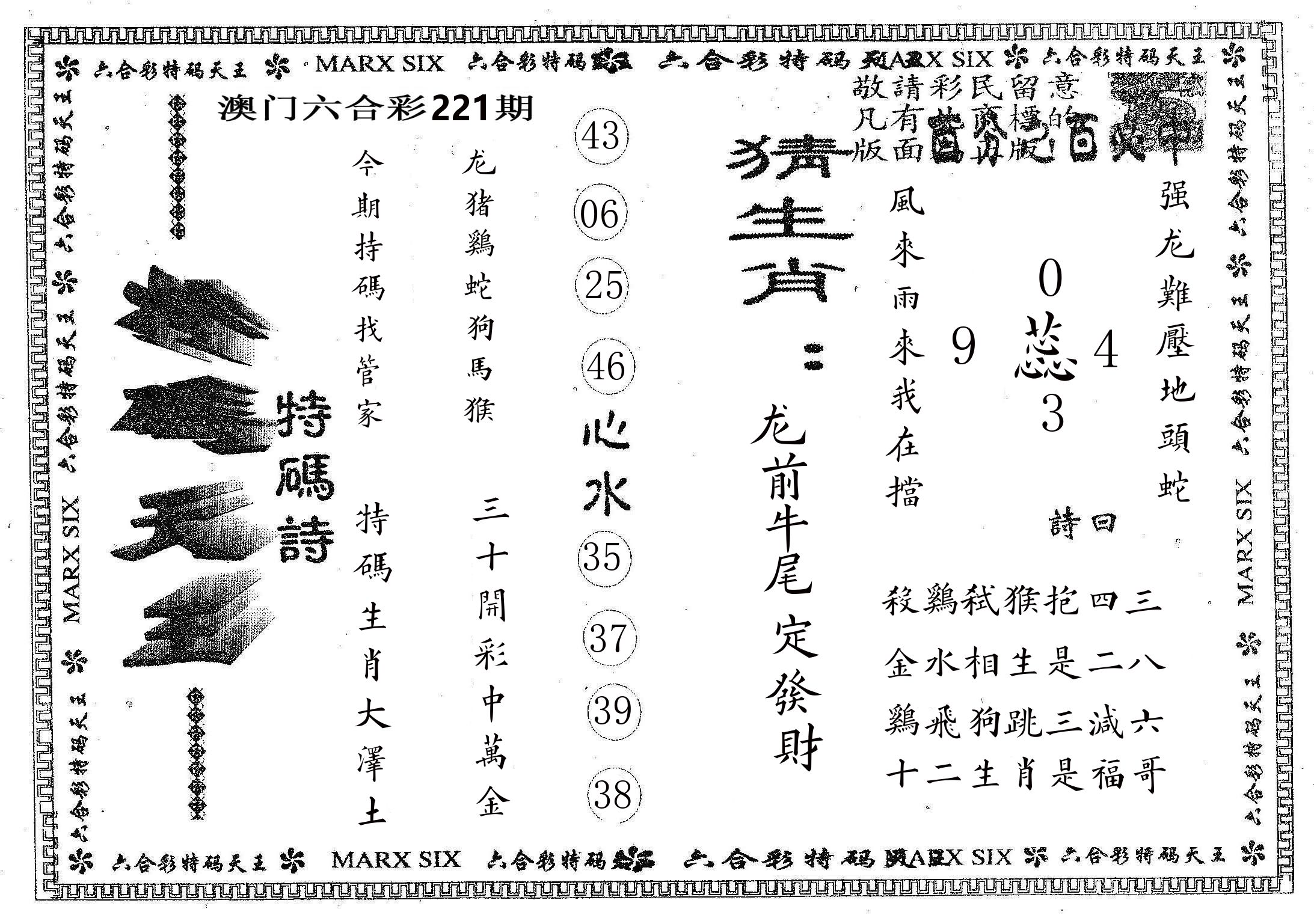 天码天王 第221期