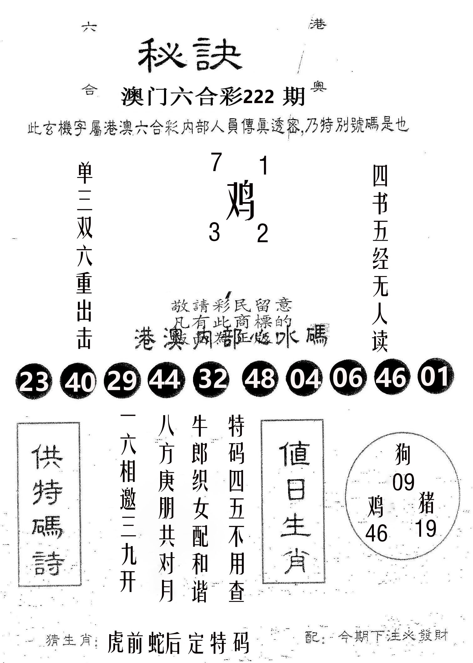 秘决 第222期