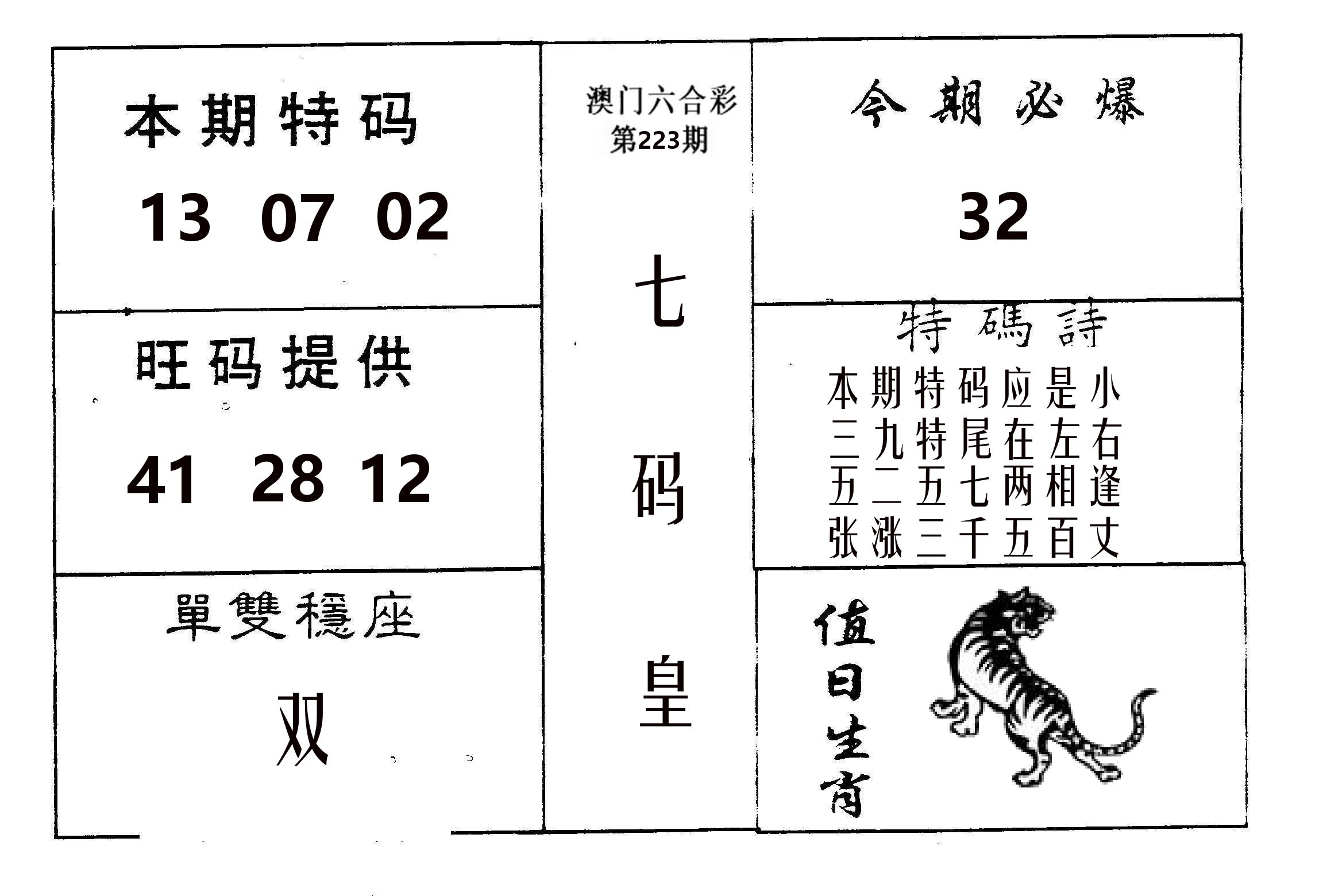 七码皇 第223期