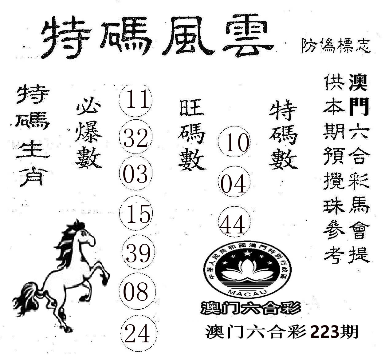特码风云 第223期