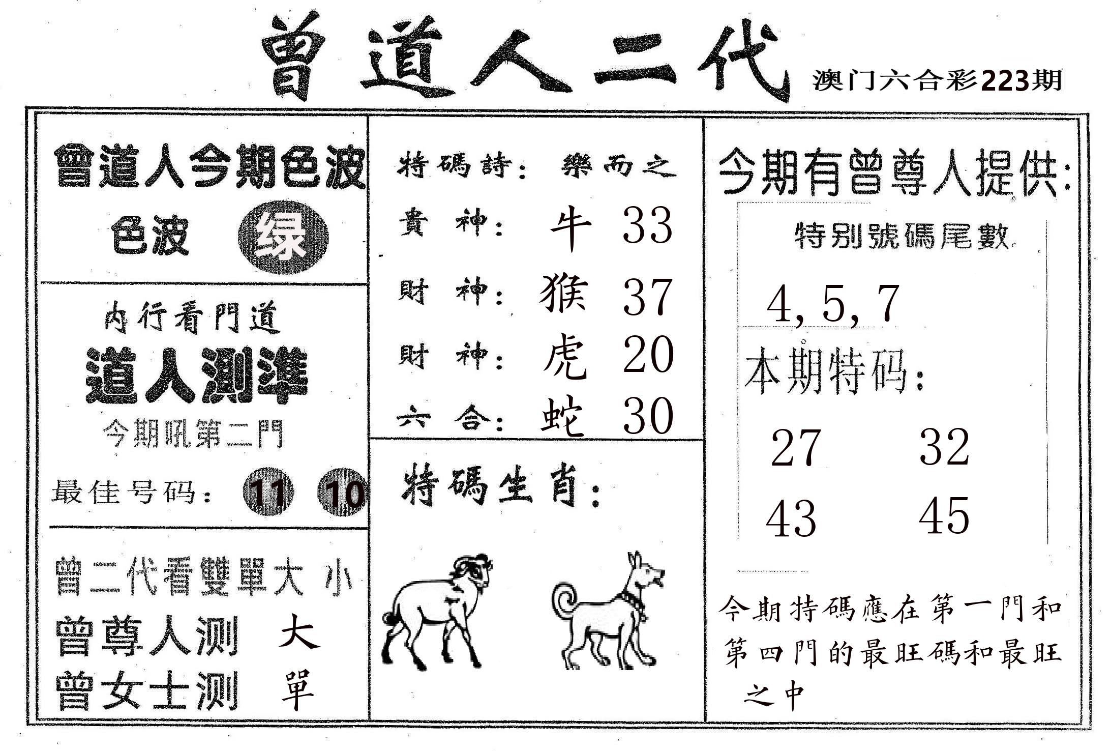 曾二代 第223期