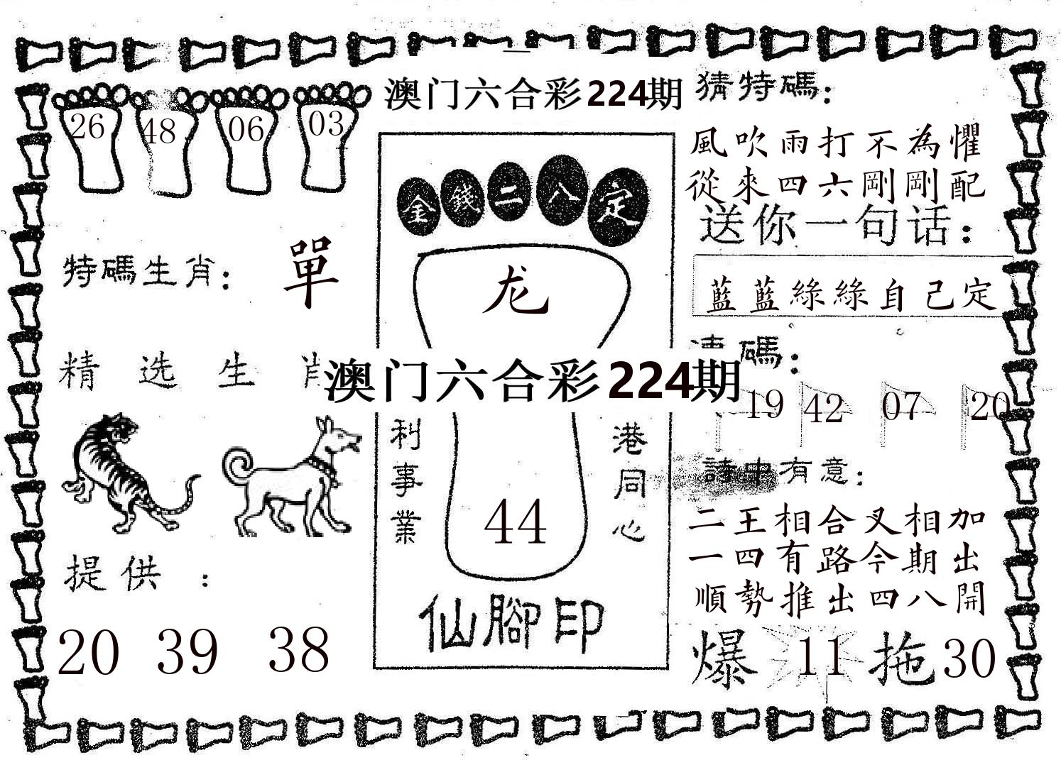 仙脚印 第224期