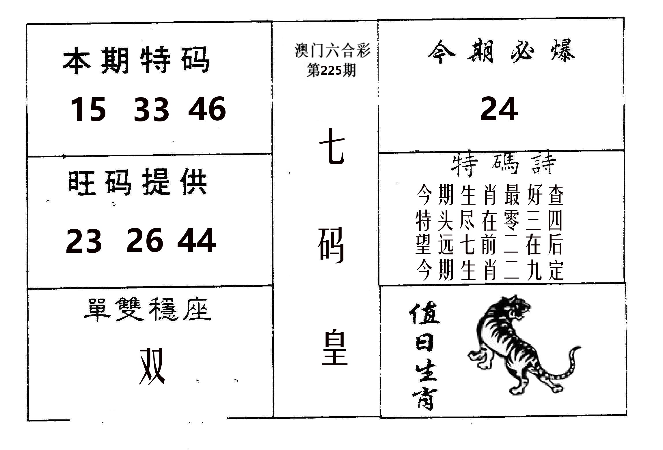七码皇 第225期