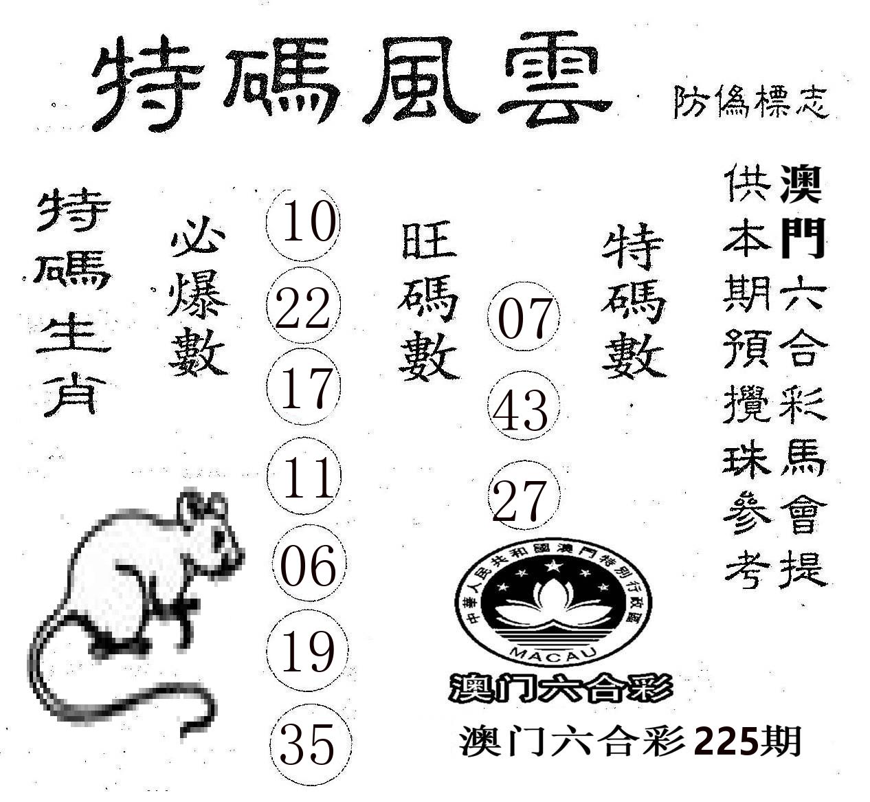 特码风云 第225期