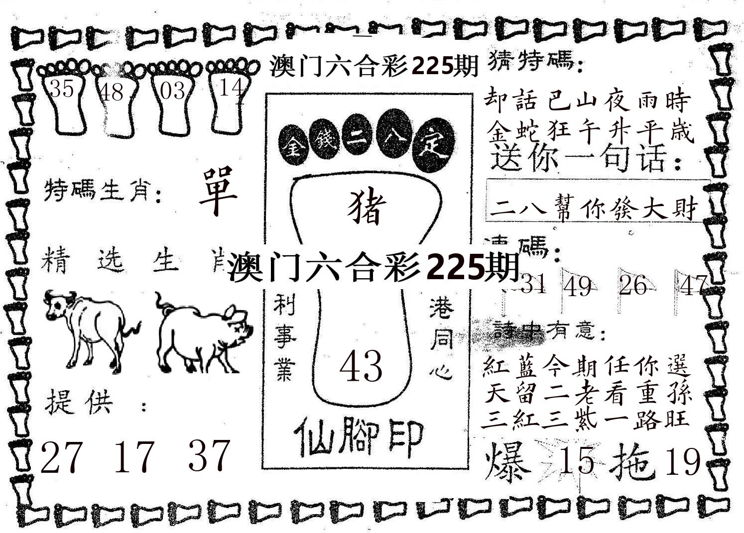 仙脚印 第225期