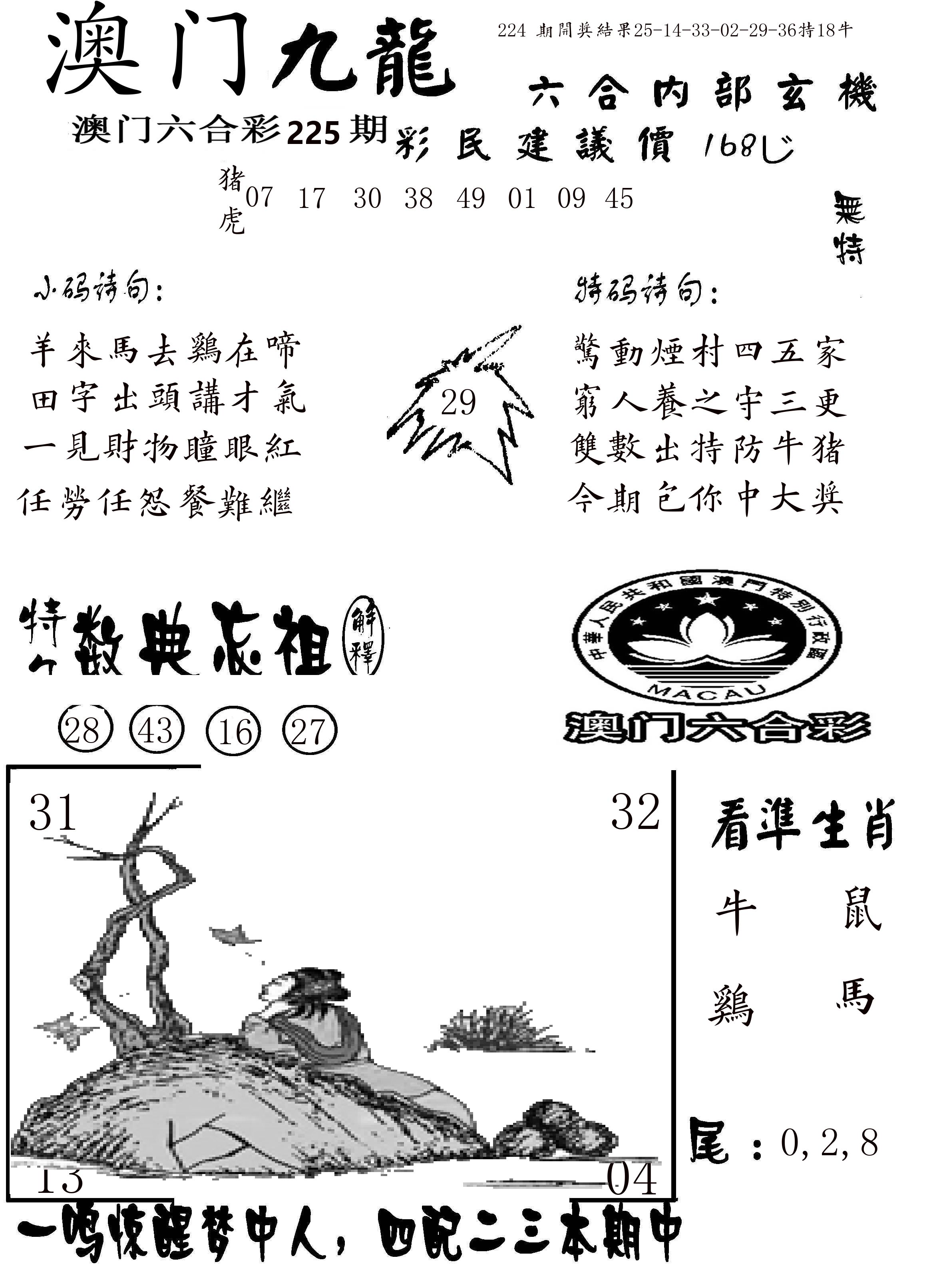 澳门传真1 第225期