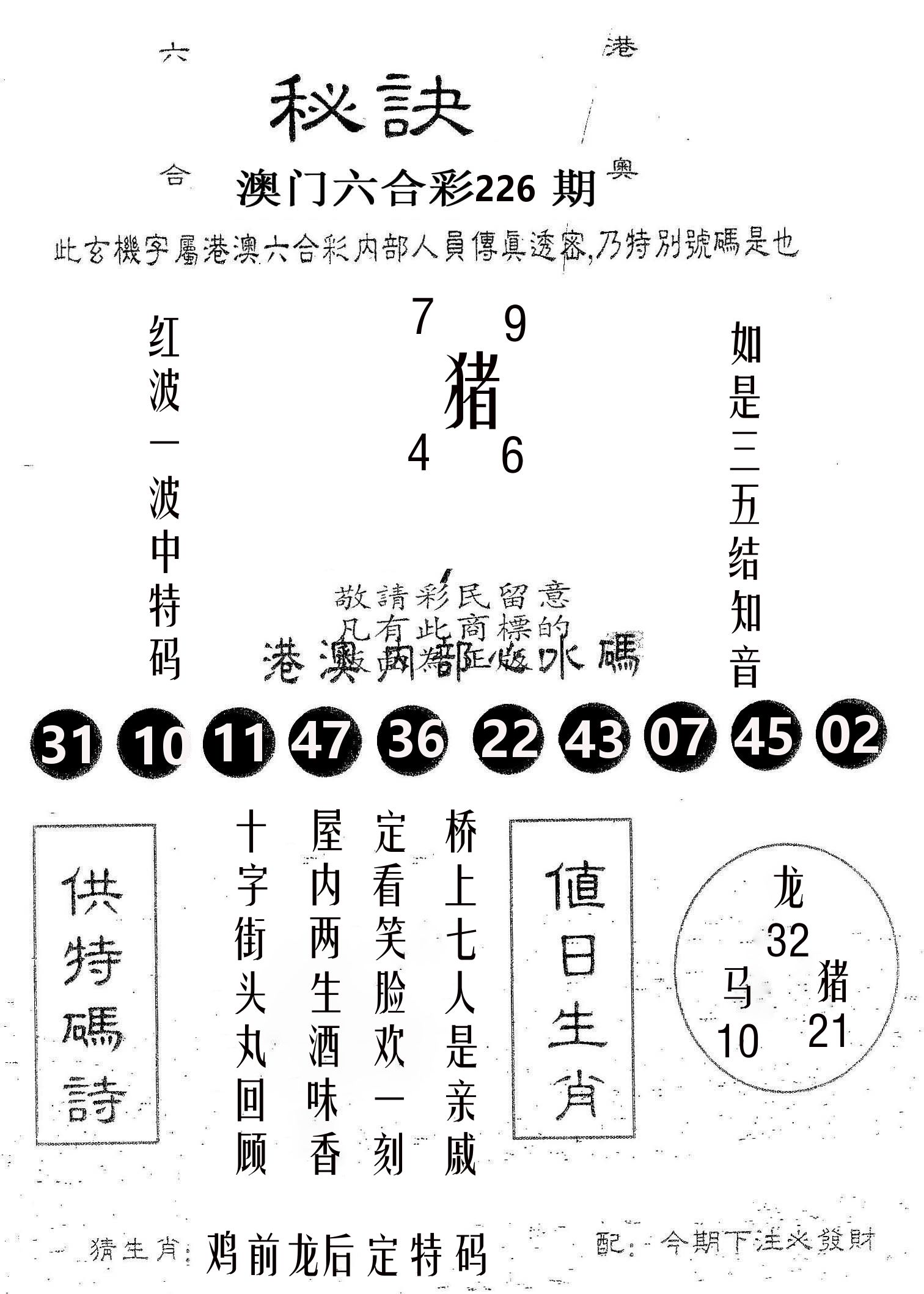 秘决 第226期