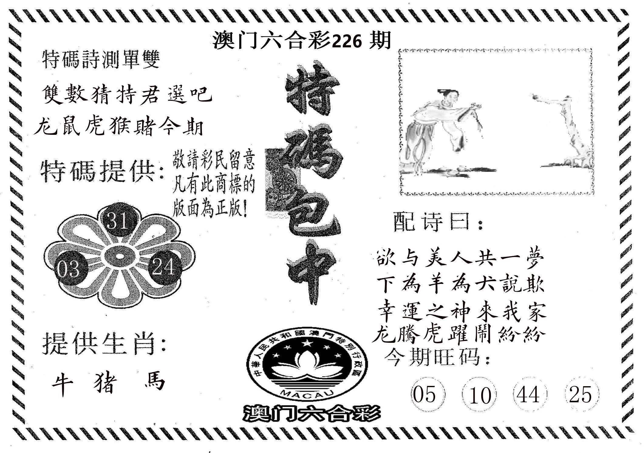 特码包中 第226期