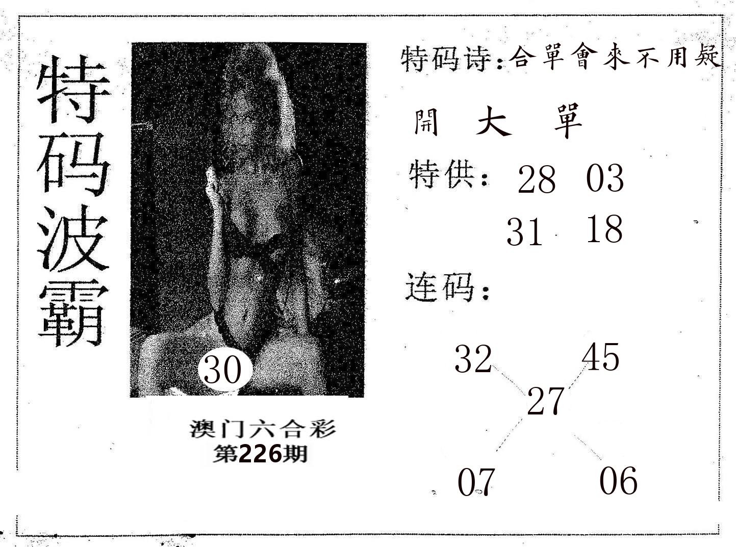 特码波霸 第226期