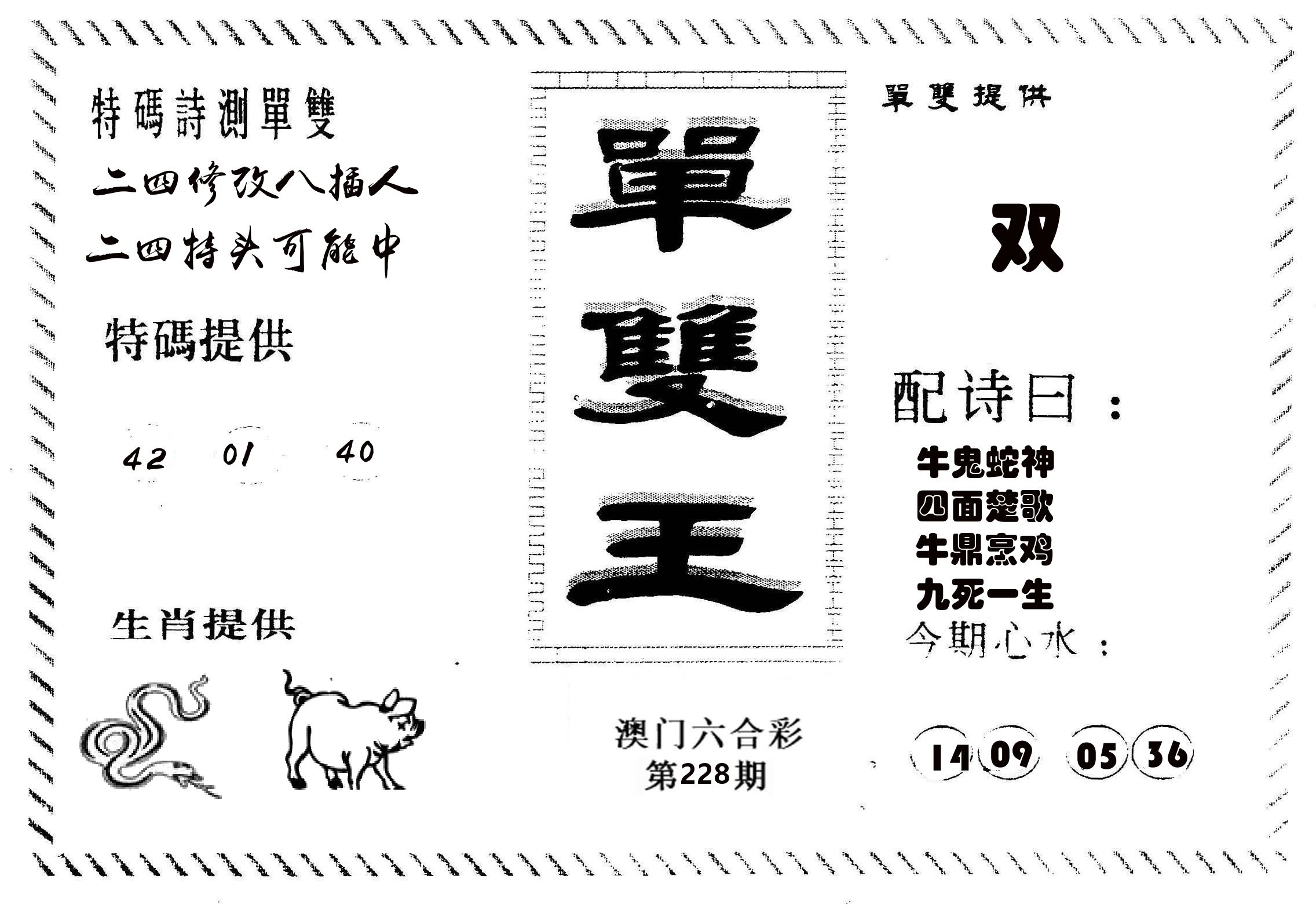 单双王B 第228期