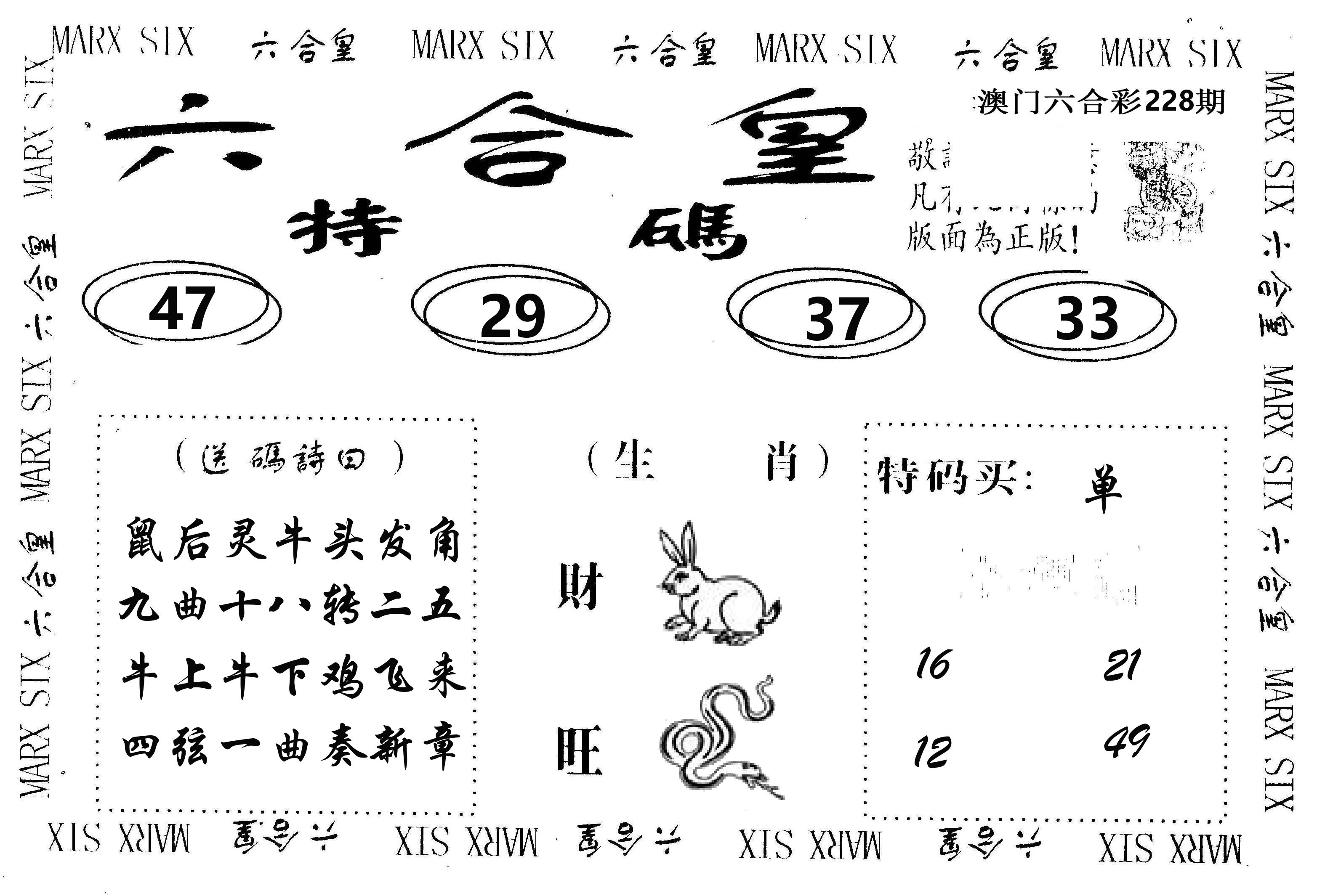 六合皇 第228期