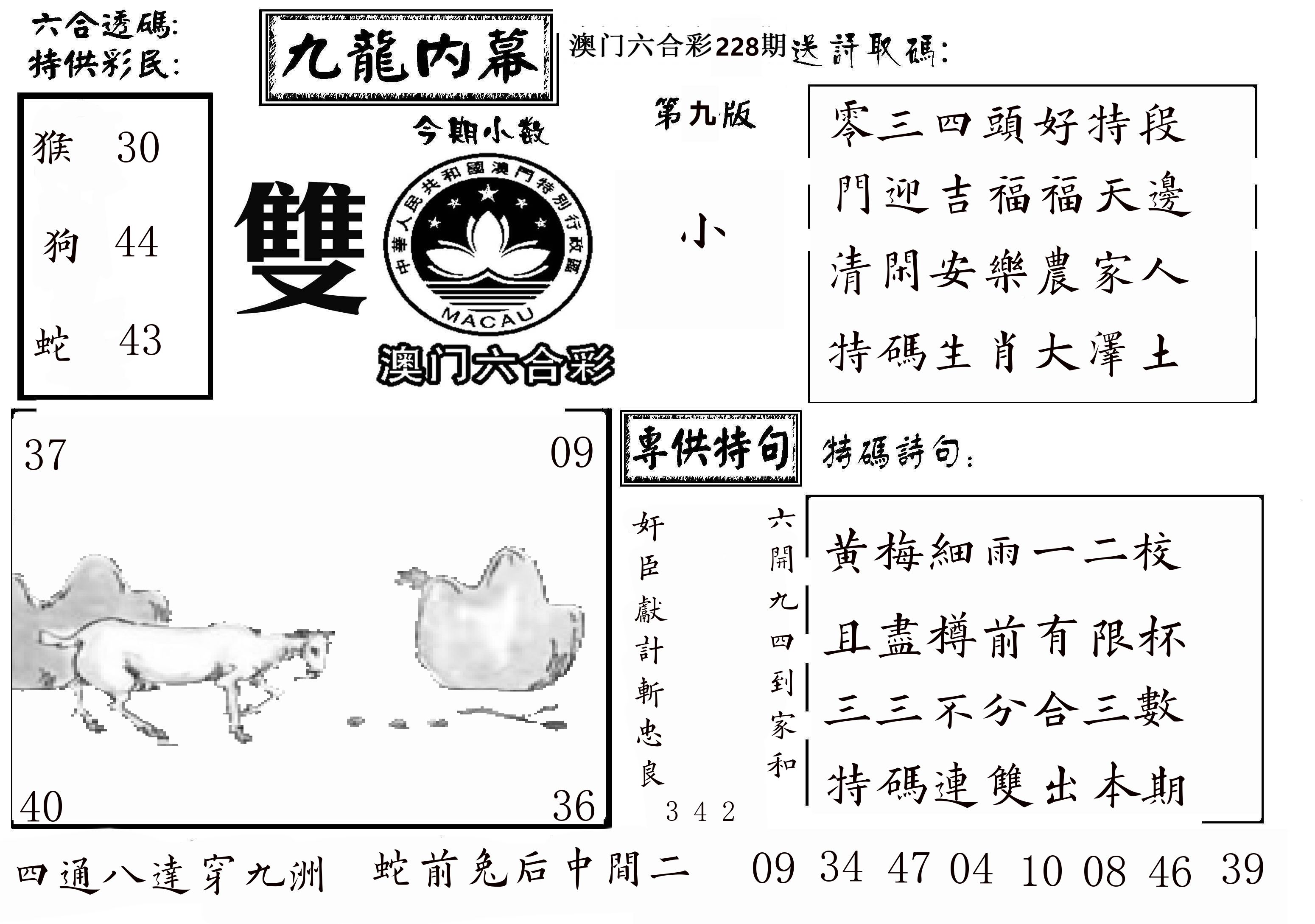 澳门传真3 第228期
