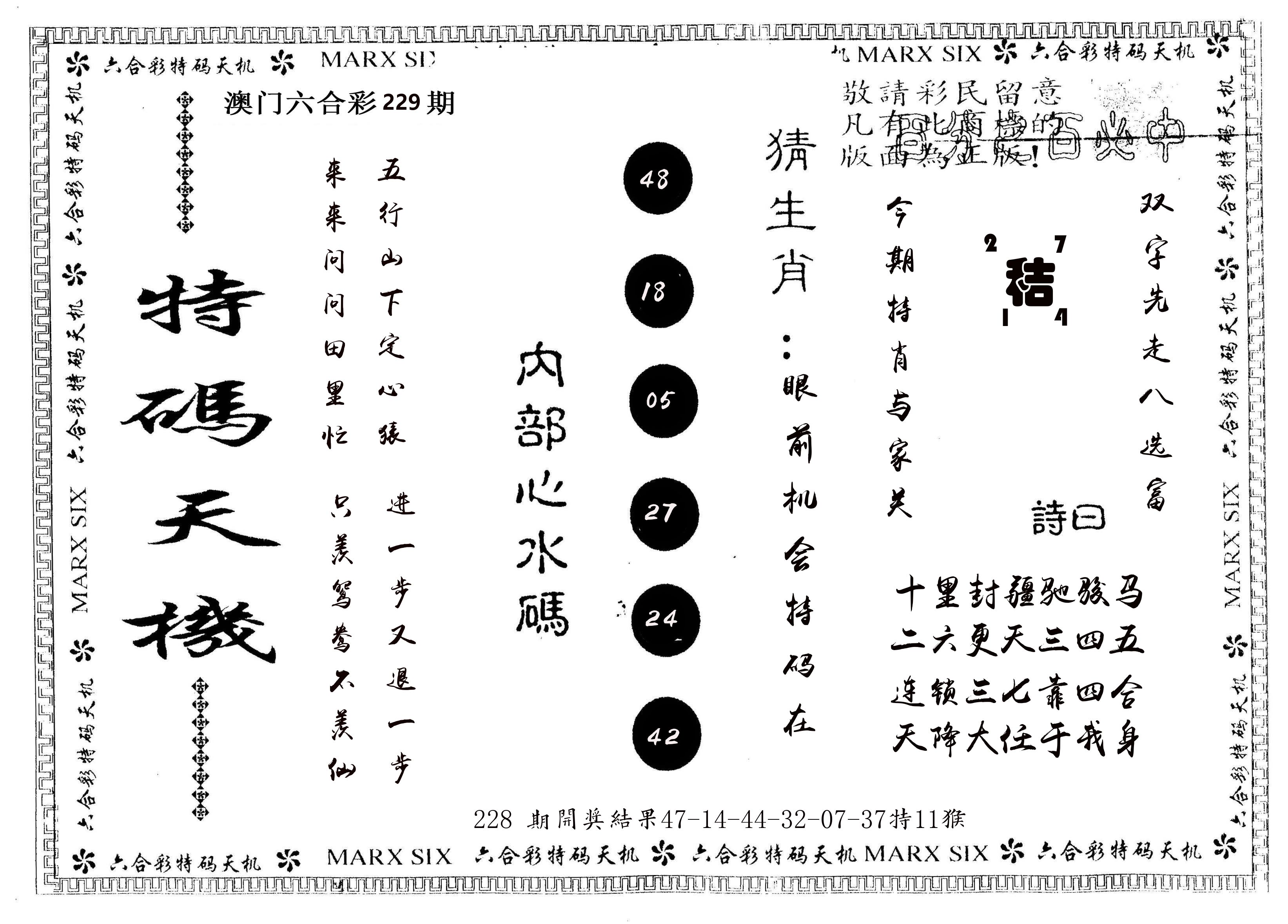 另版特码天机 第229期