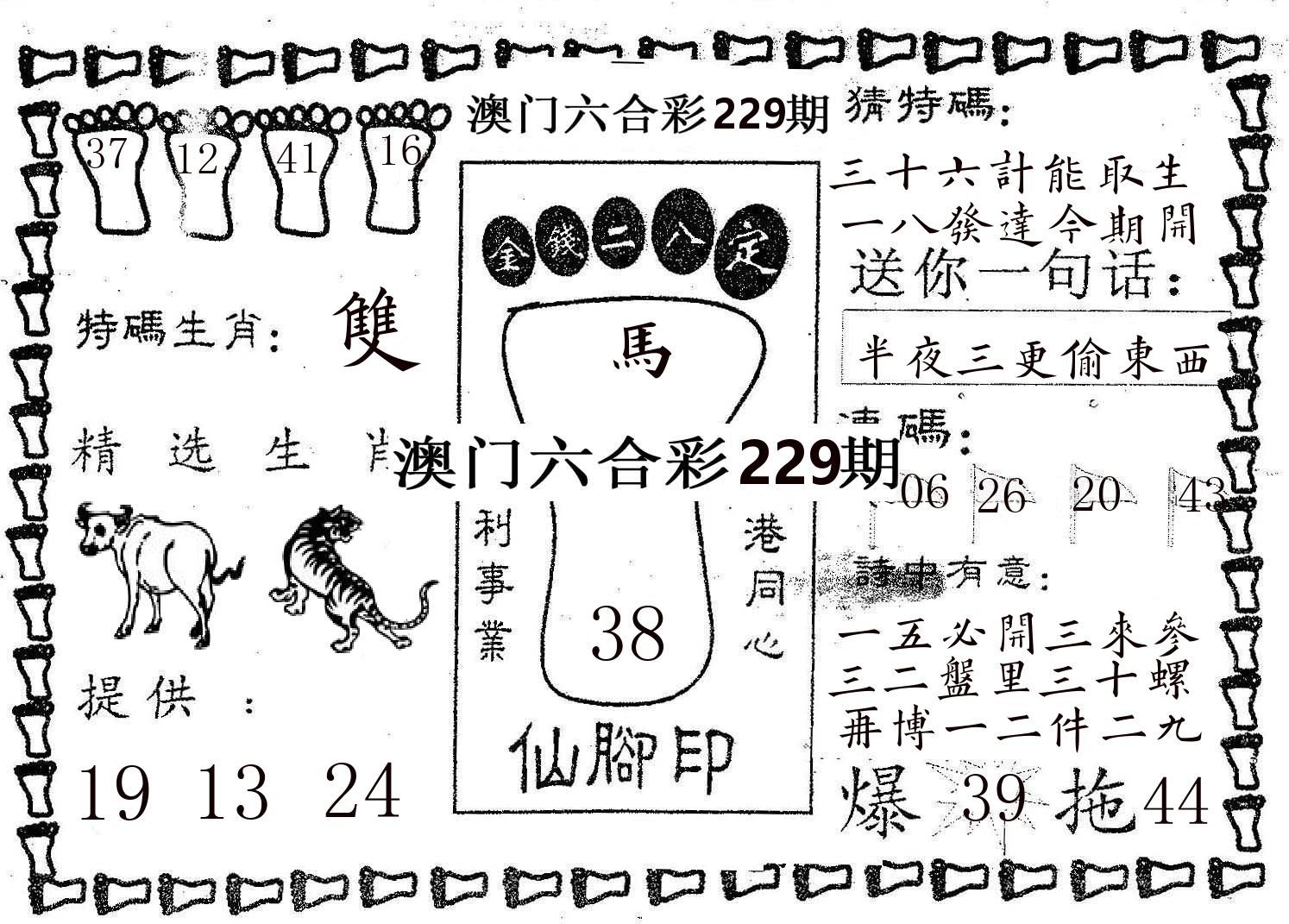 仙脚印 第229期