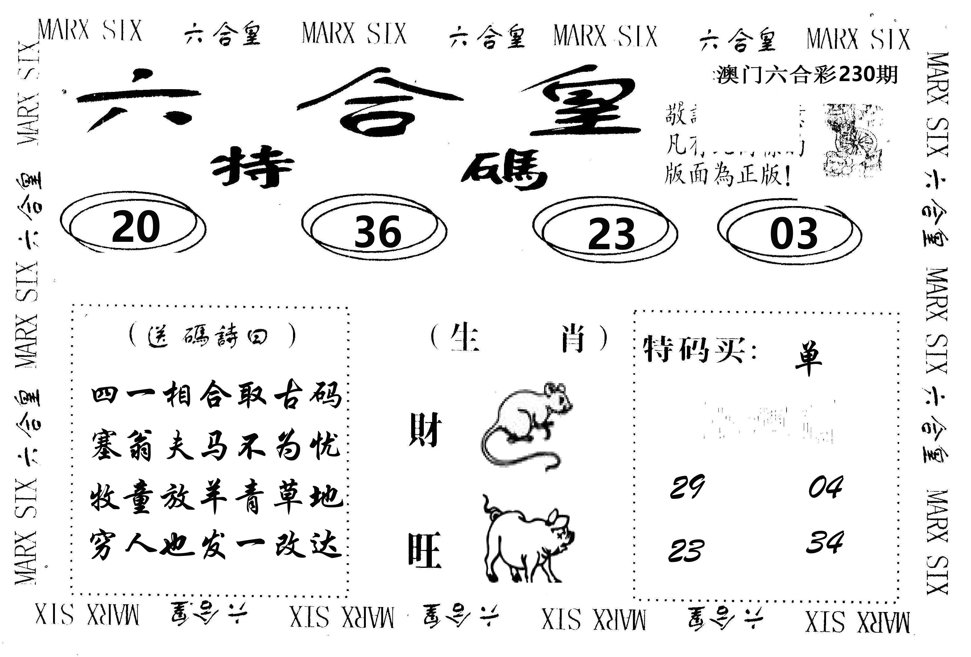 六合皇 第230期