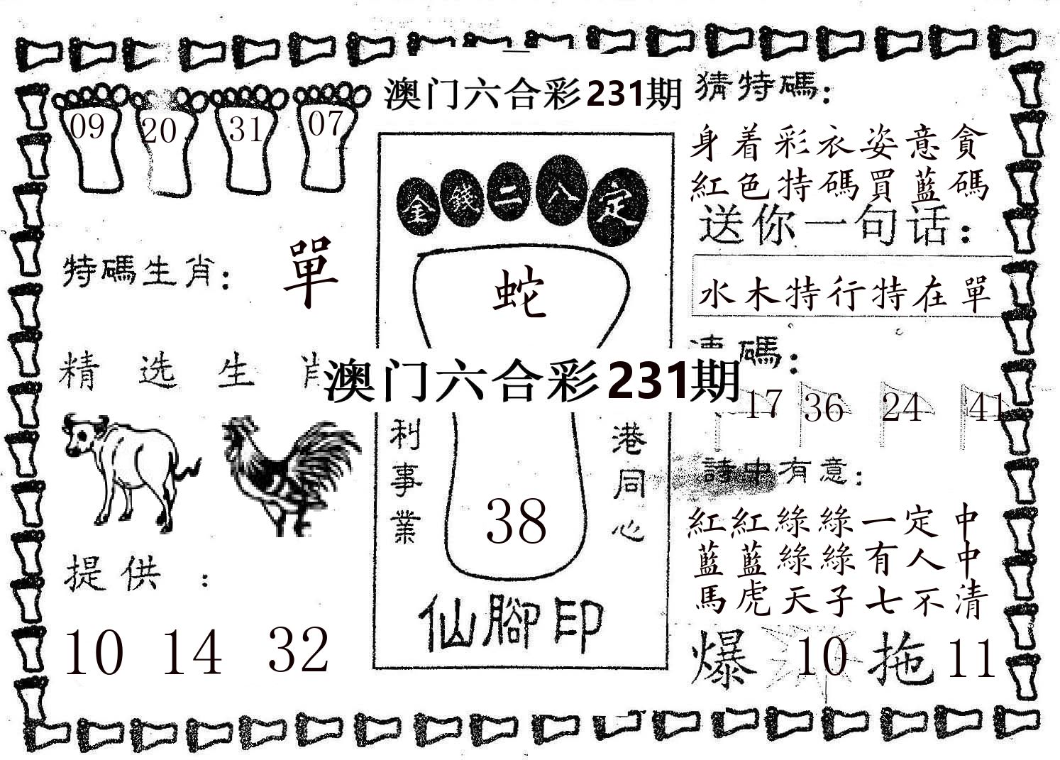 仙脚印 第231期