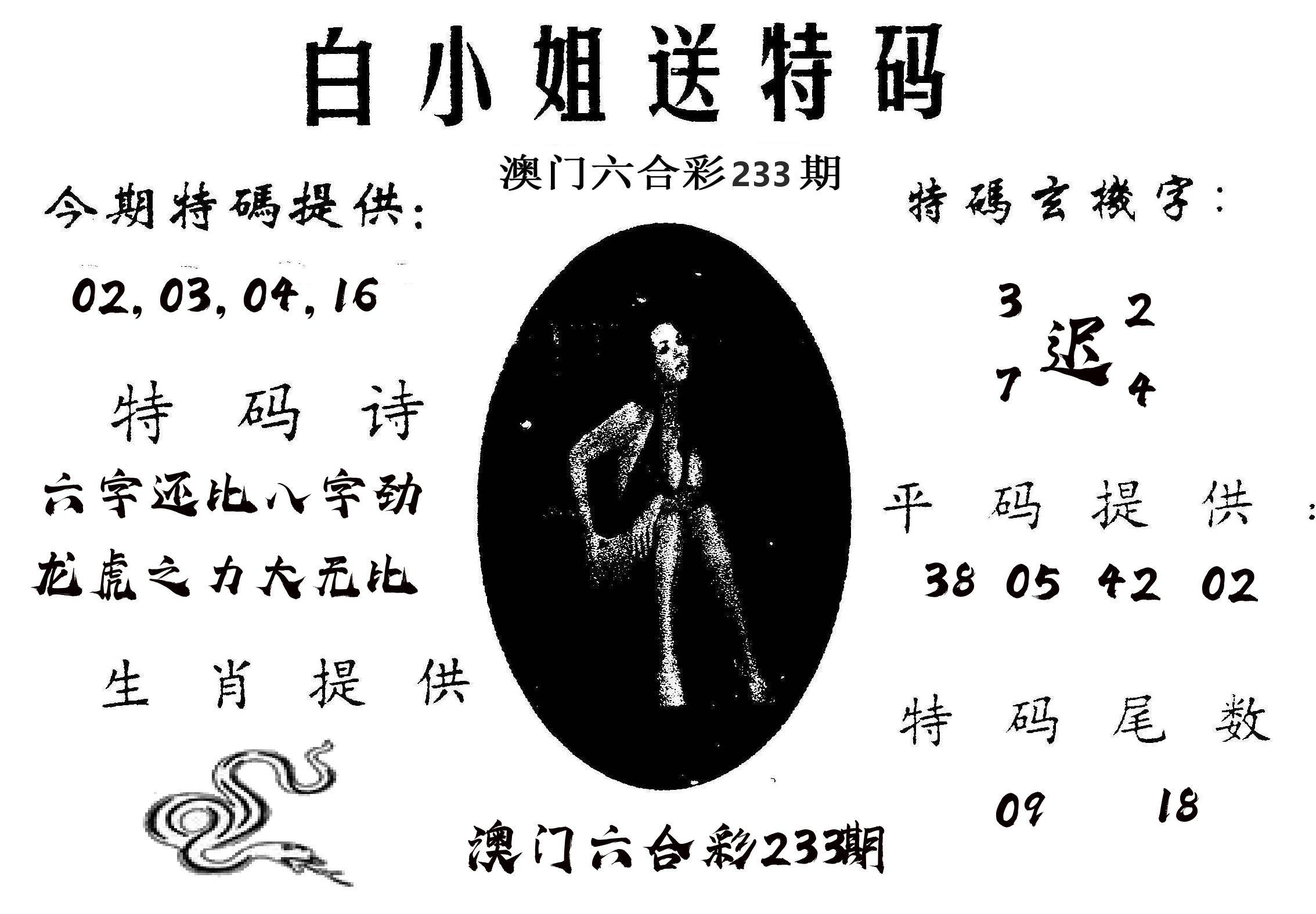 白姐送特 第233期