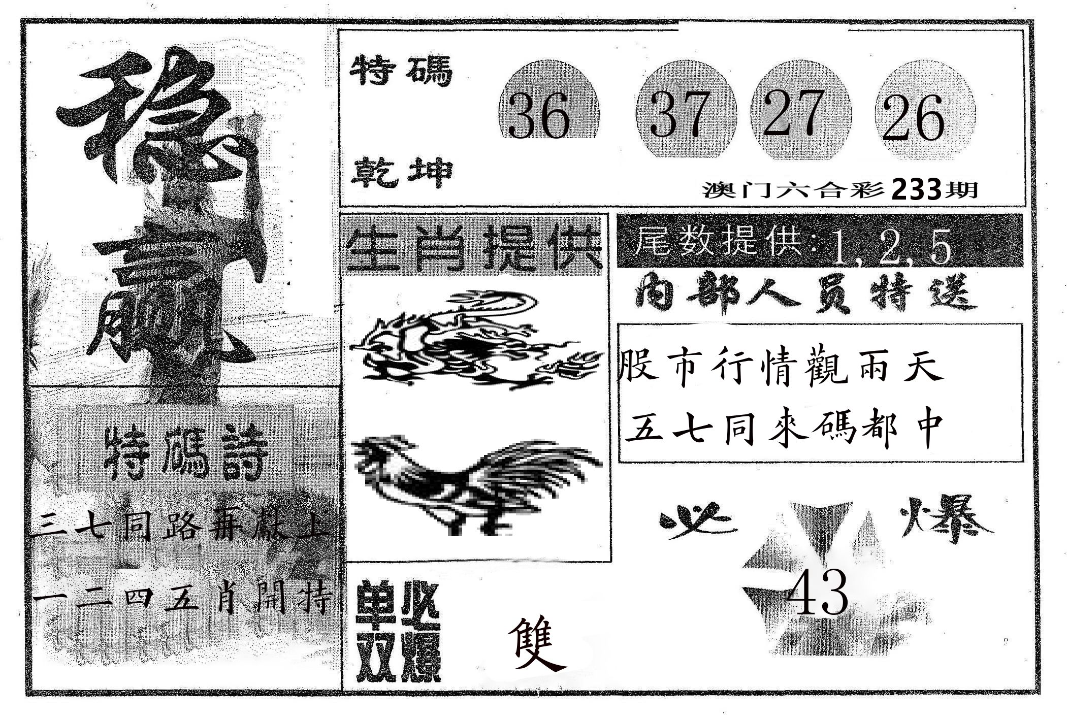 稳赢 第233期