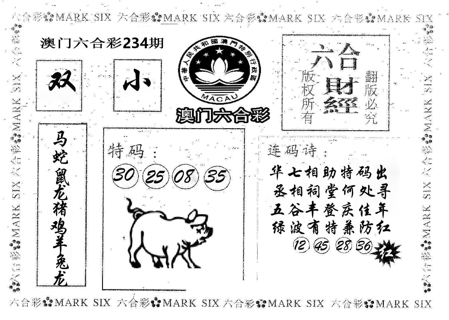 六合财经 第234期