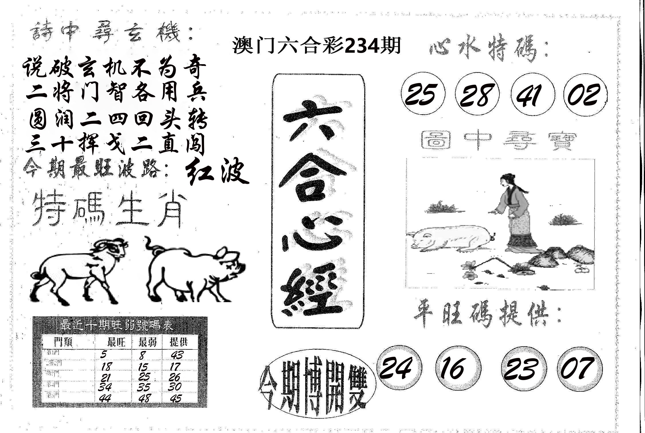 六合心经 第234期