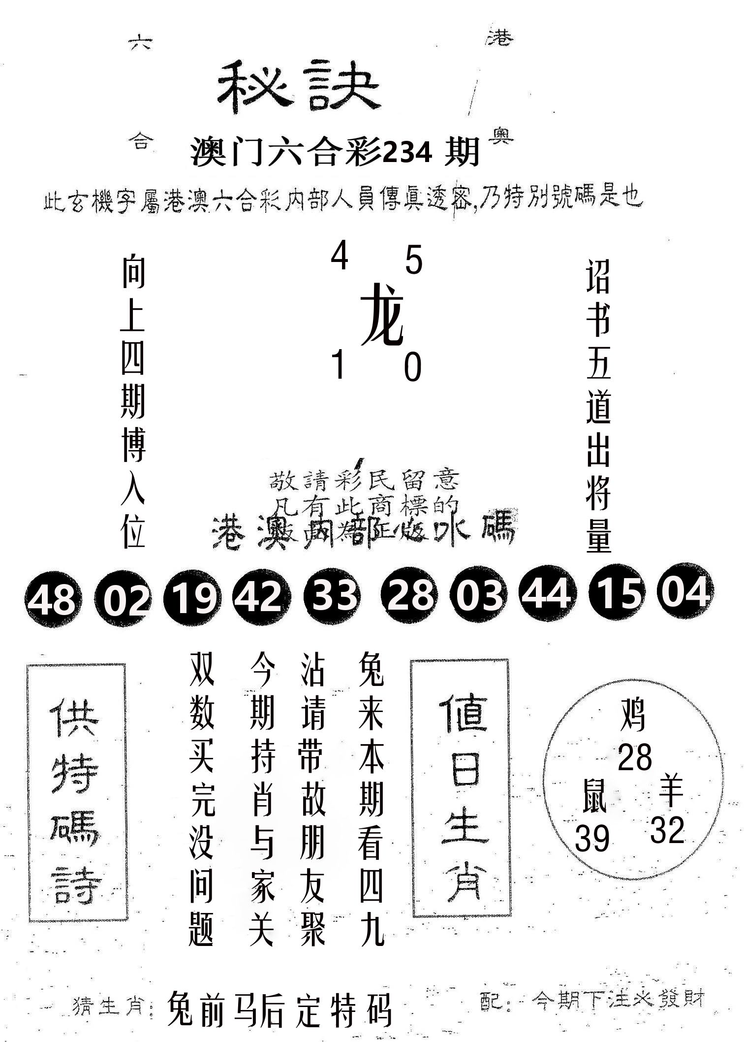 秘决 第234期