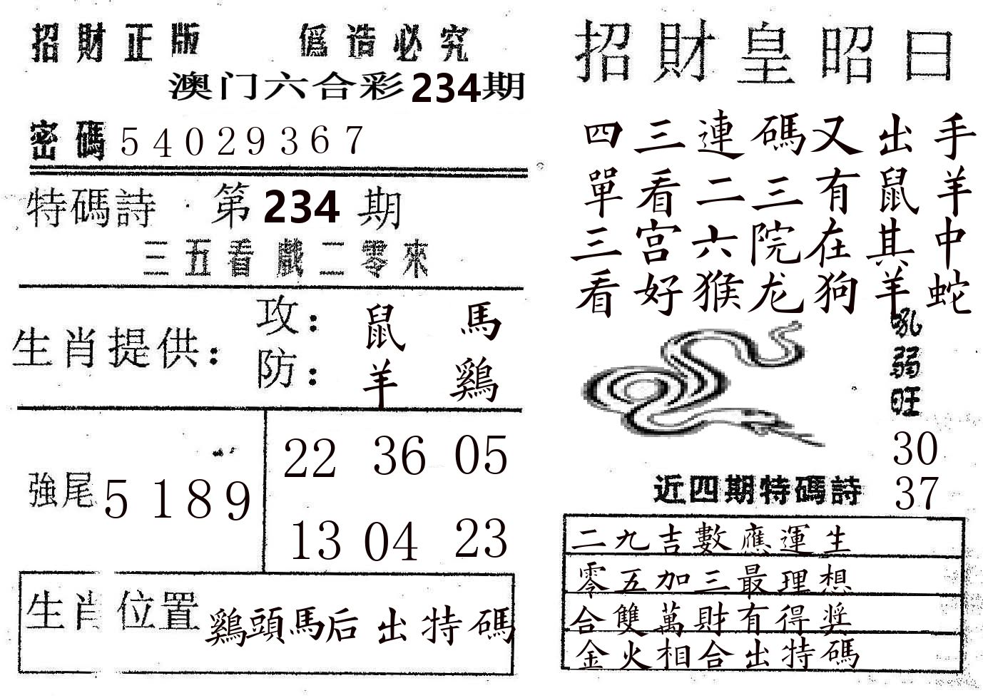 招财皇 第234期