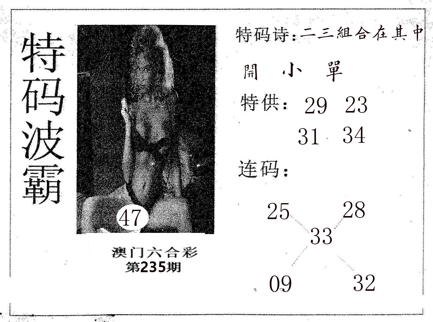 特码波霸 第235期