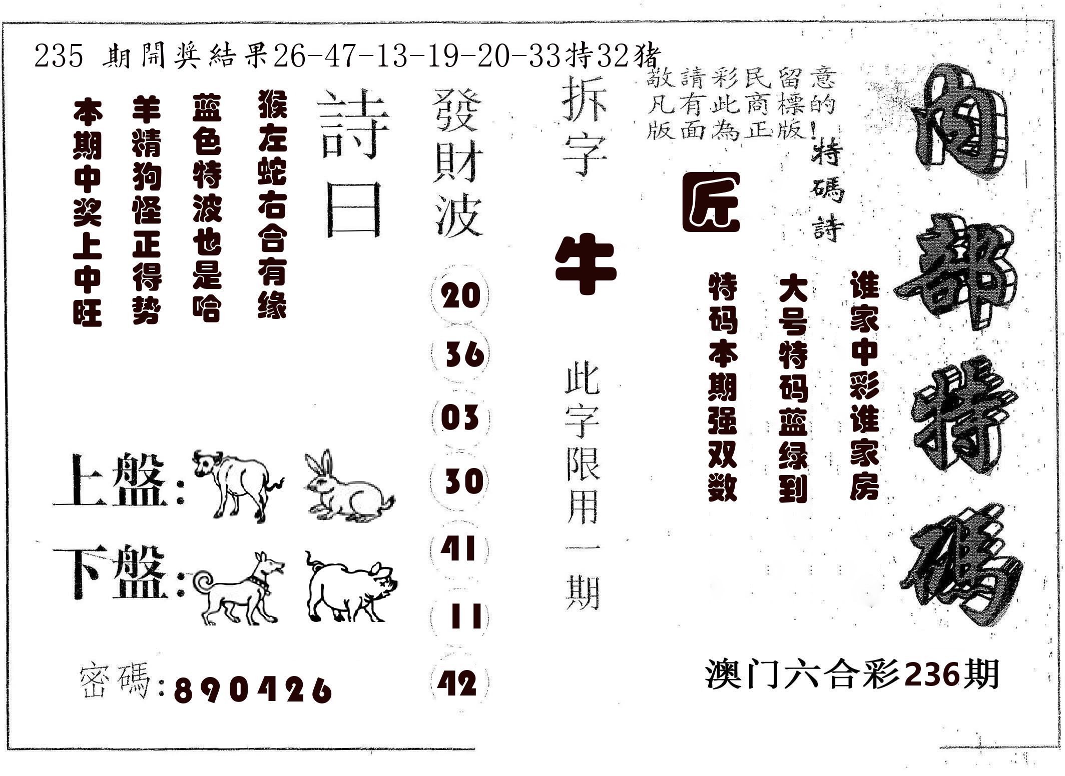 内部特码 第236期