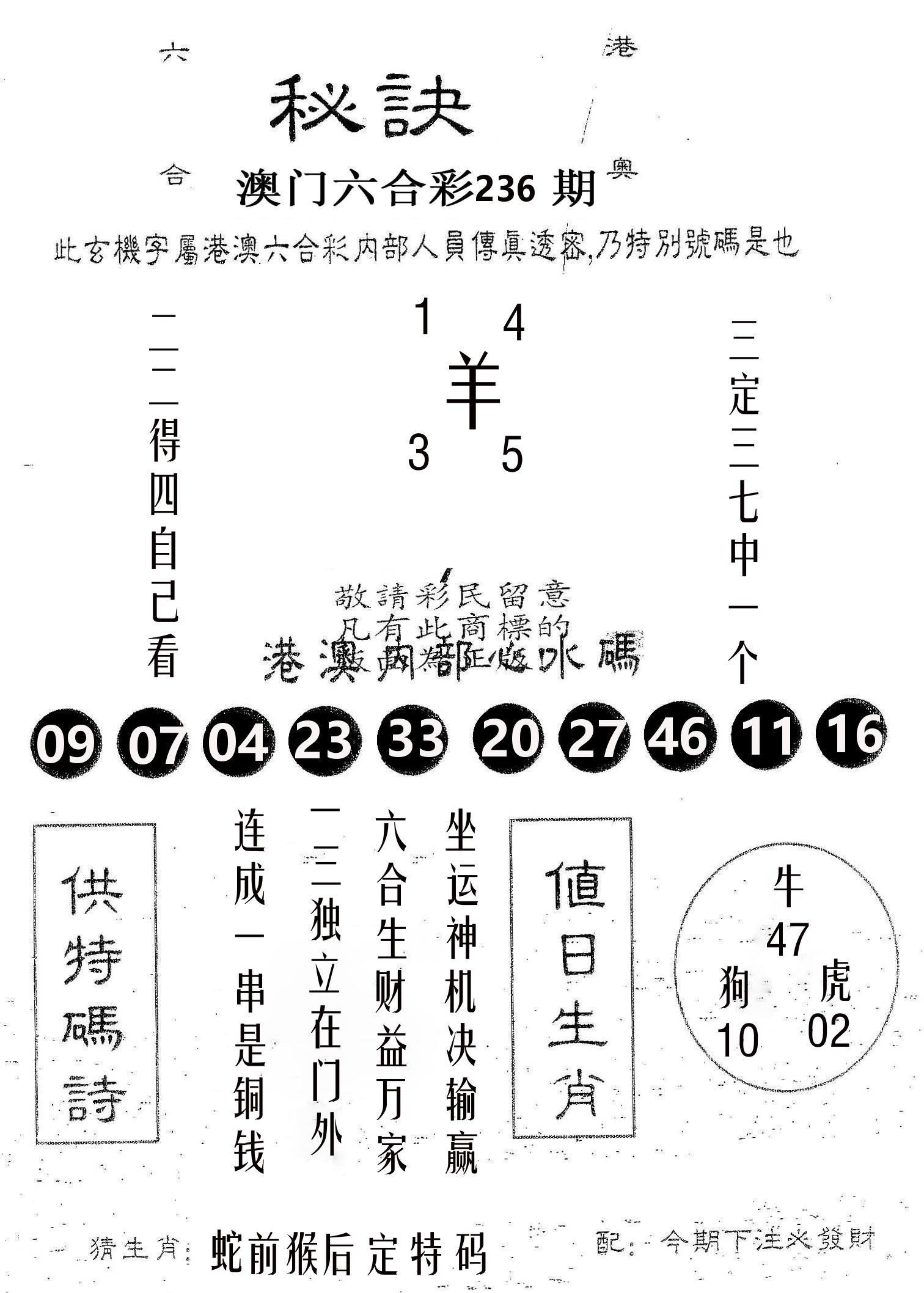 秘决 第236期