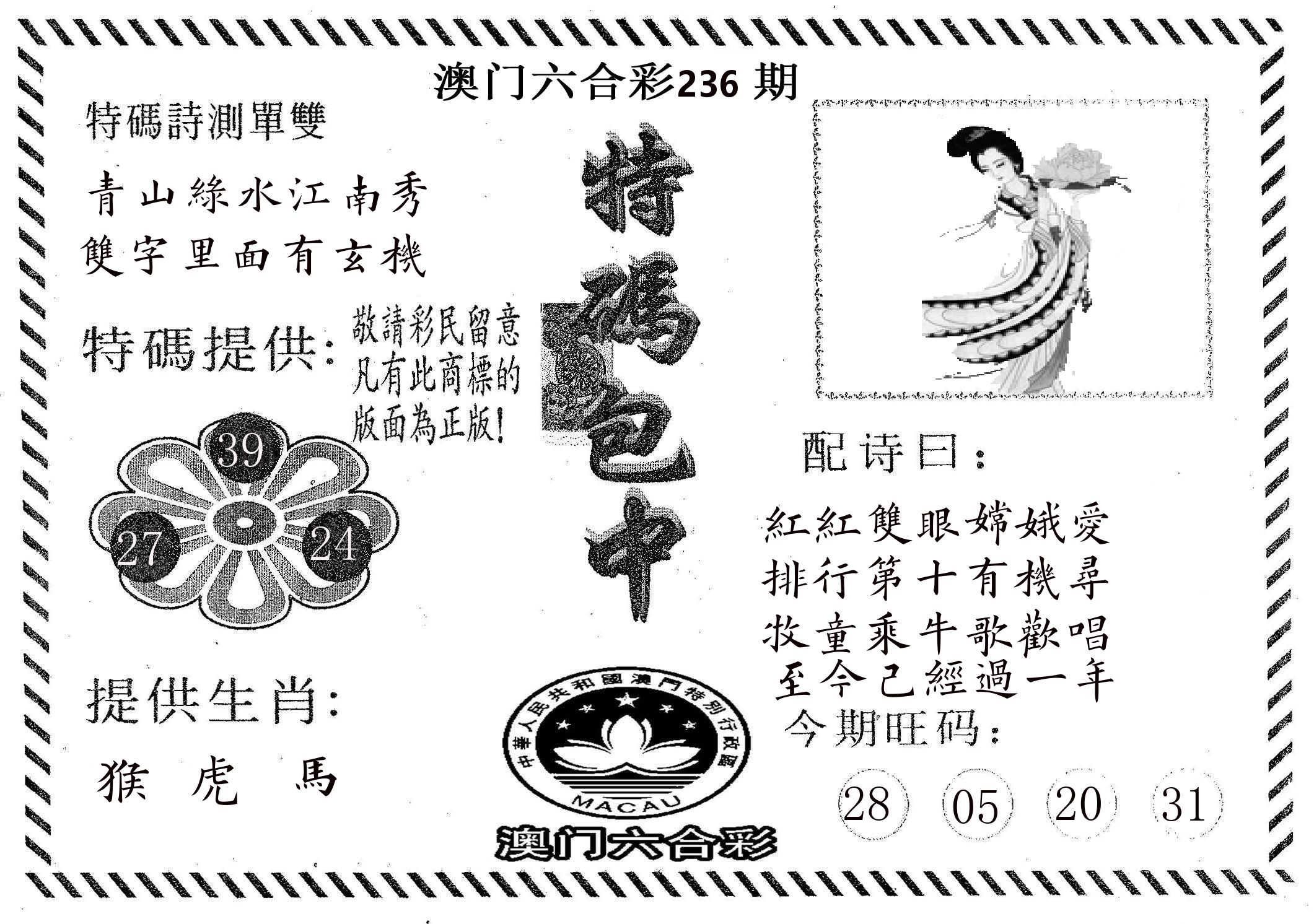 特码包中 第236期