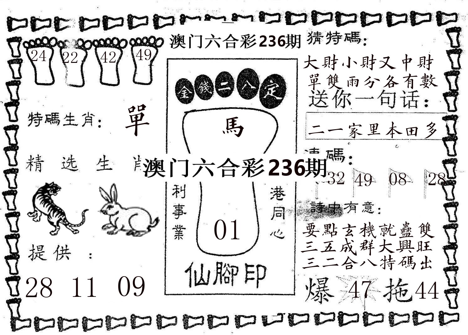 仙脚印 第236期