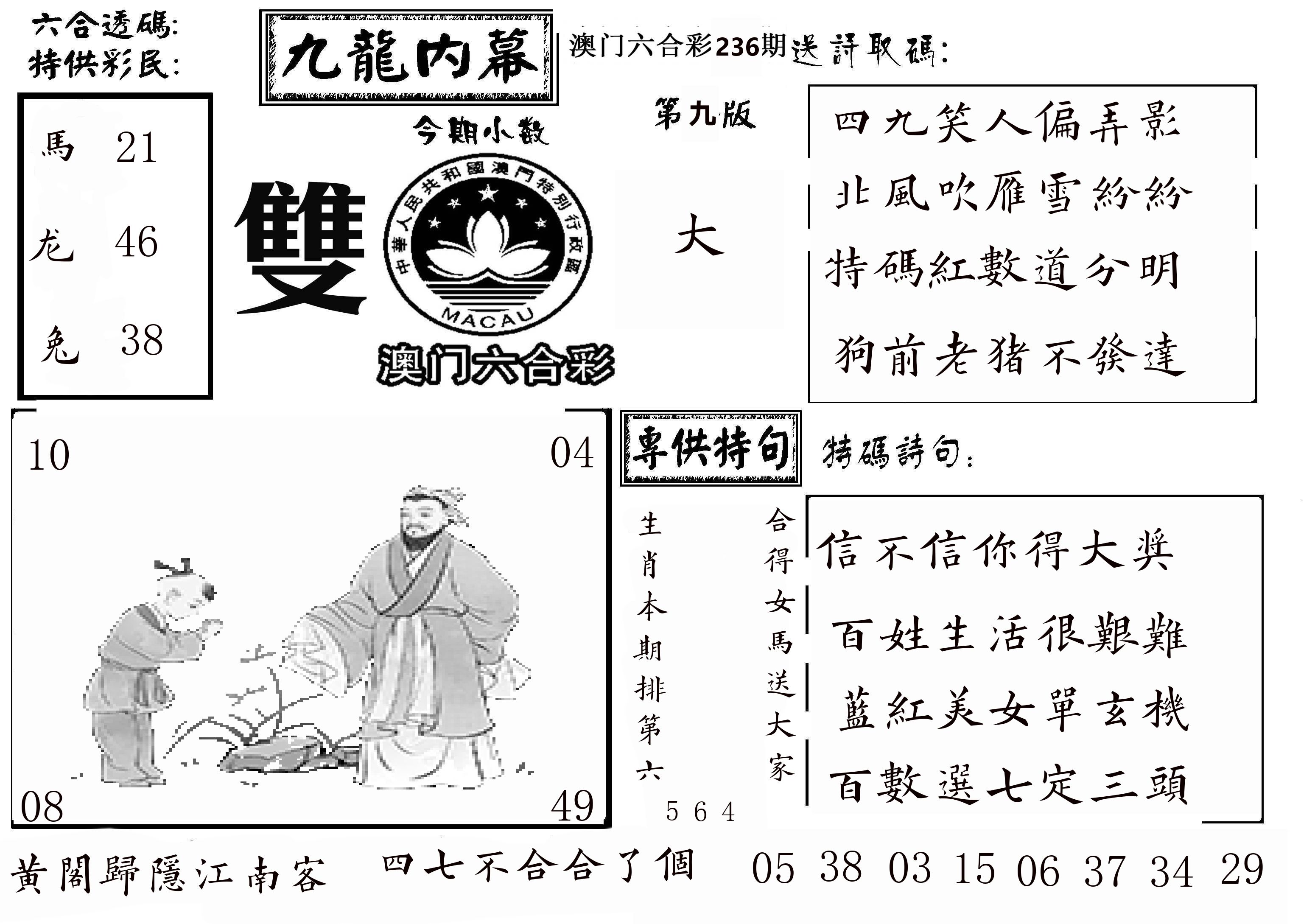 澳门传真3 第236期
