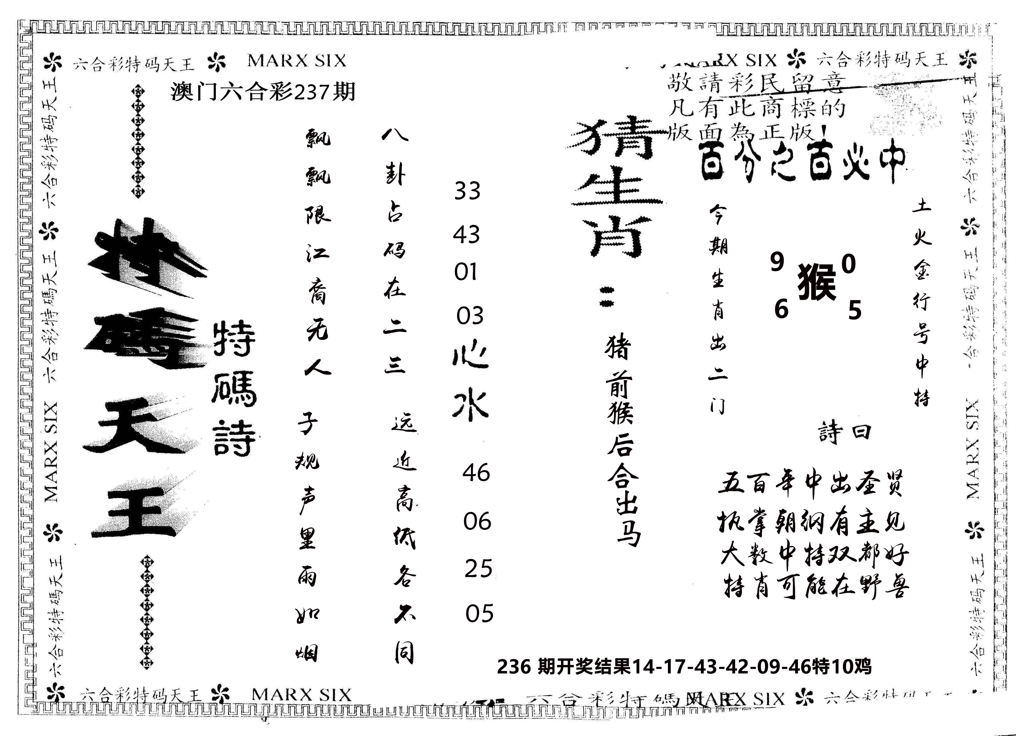 另版特码天王 第237期