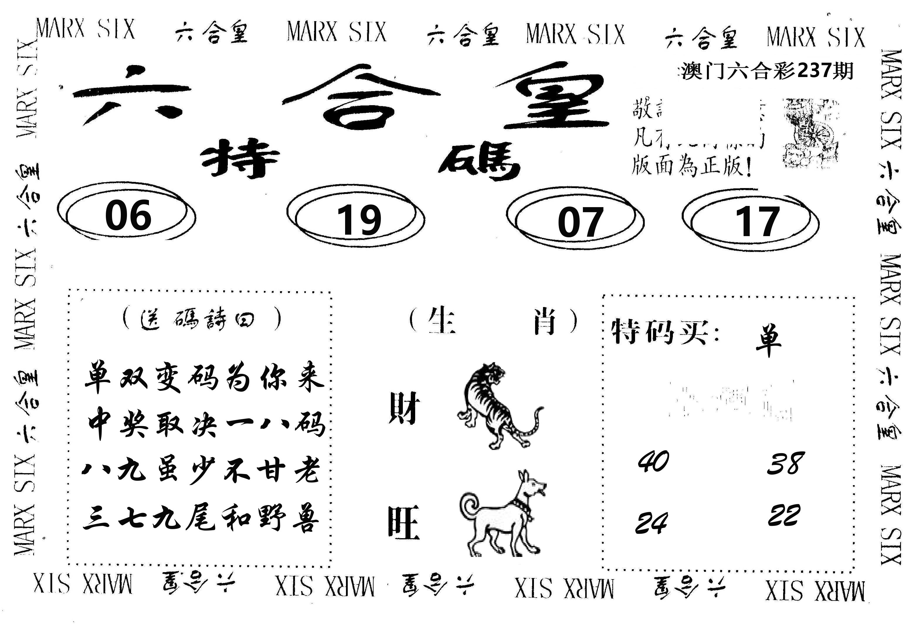六合皇 第237期