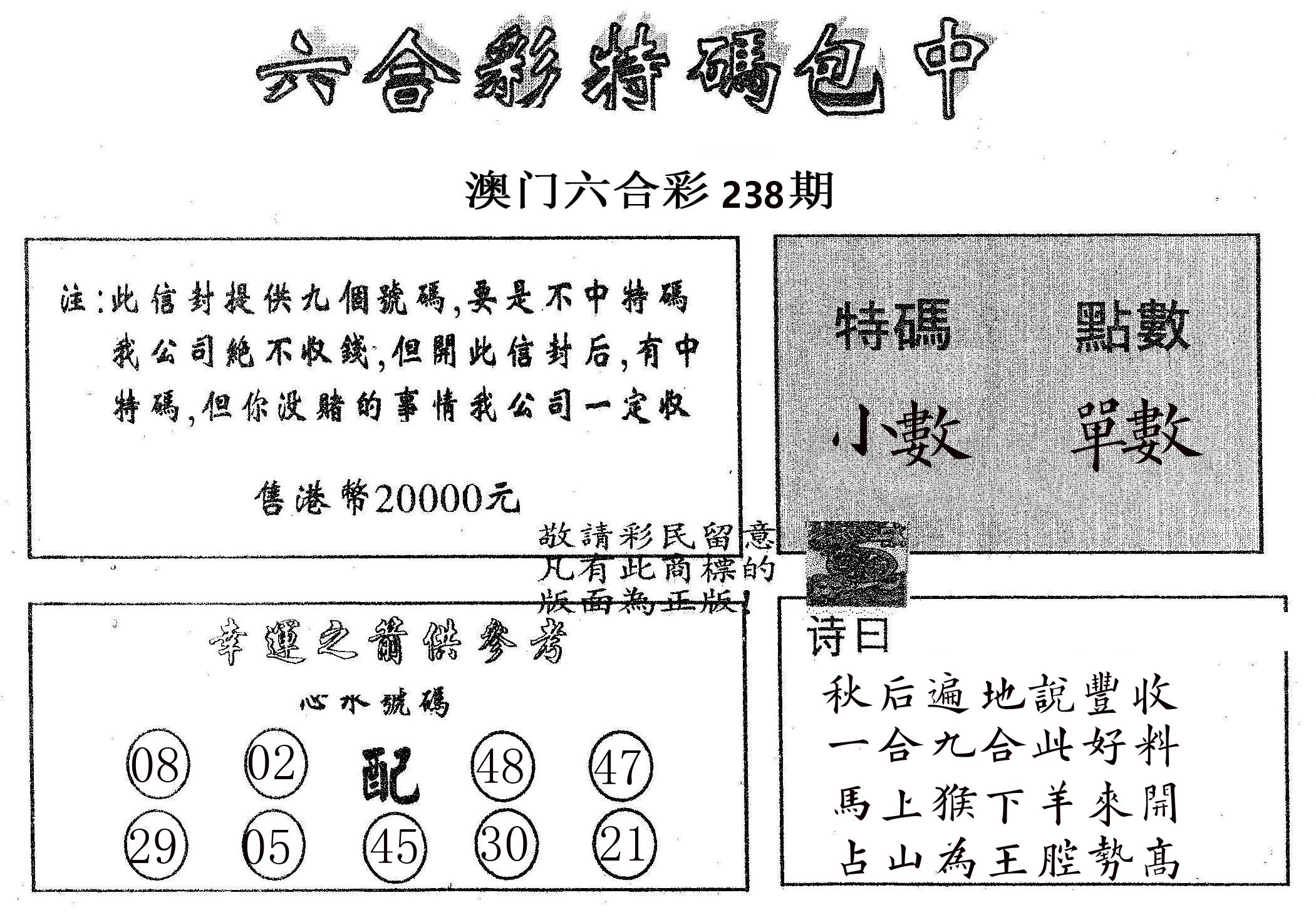 20000包中B 第238期