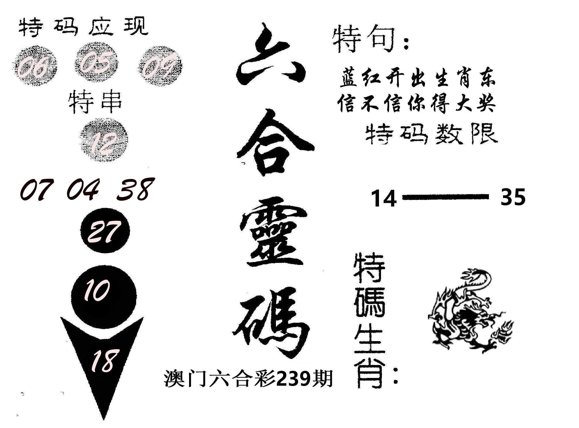 六合灵码 第239期