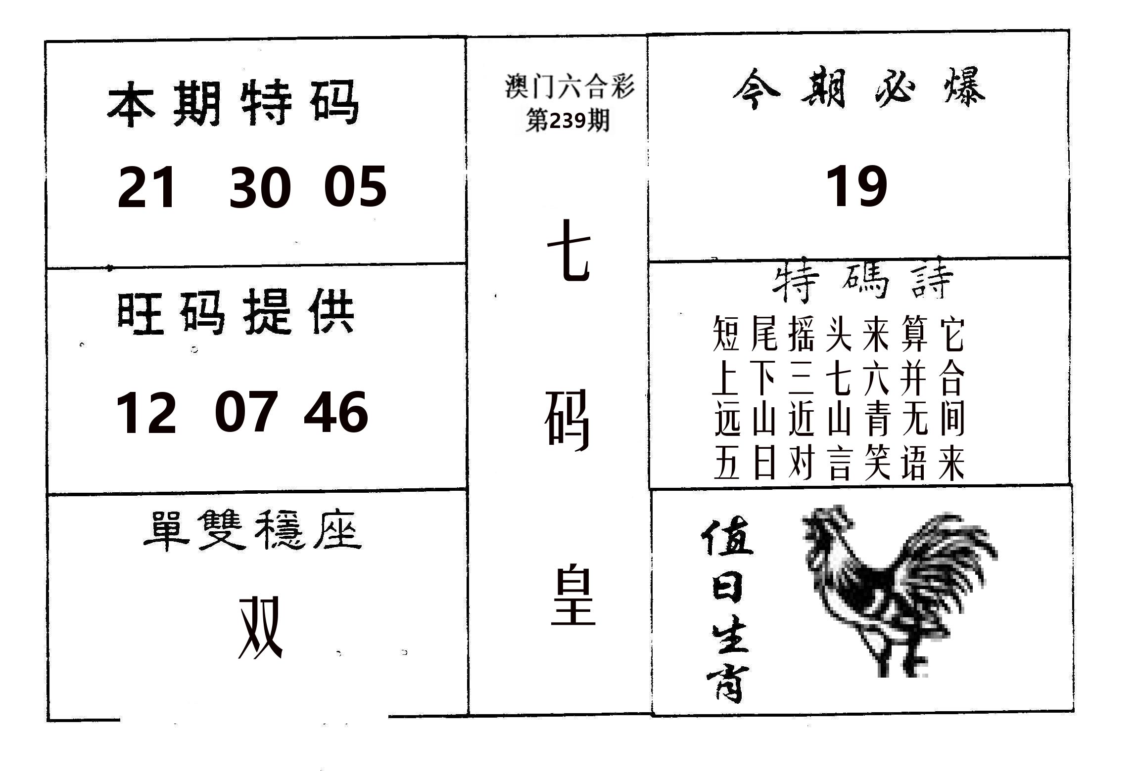 七码皇 第239期
