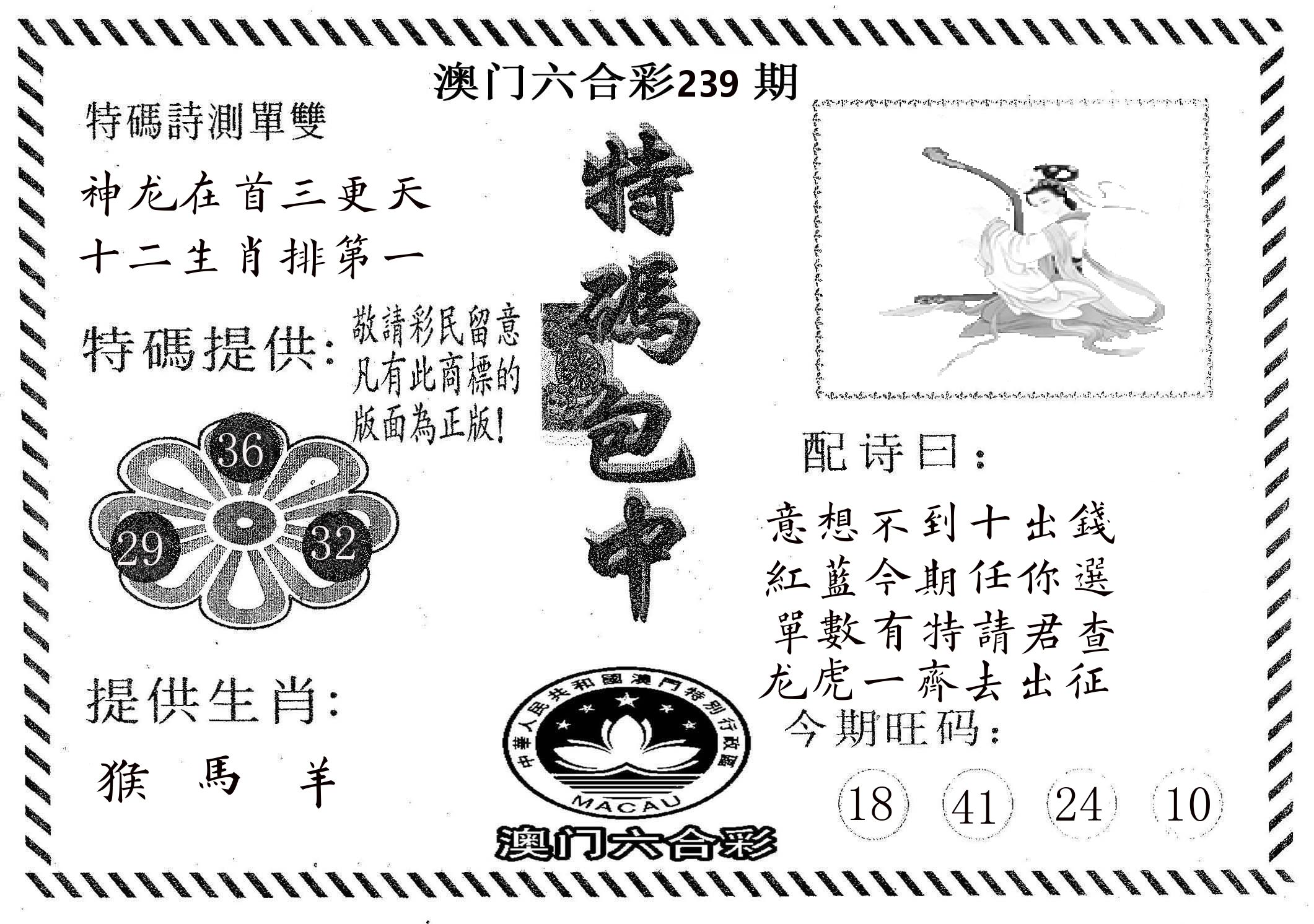 特码包中 第239期