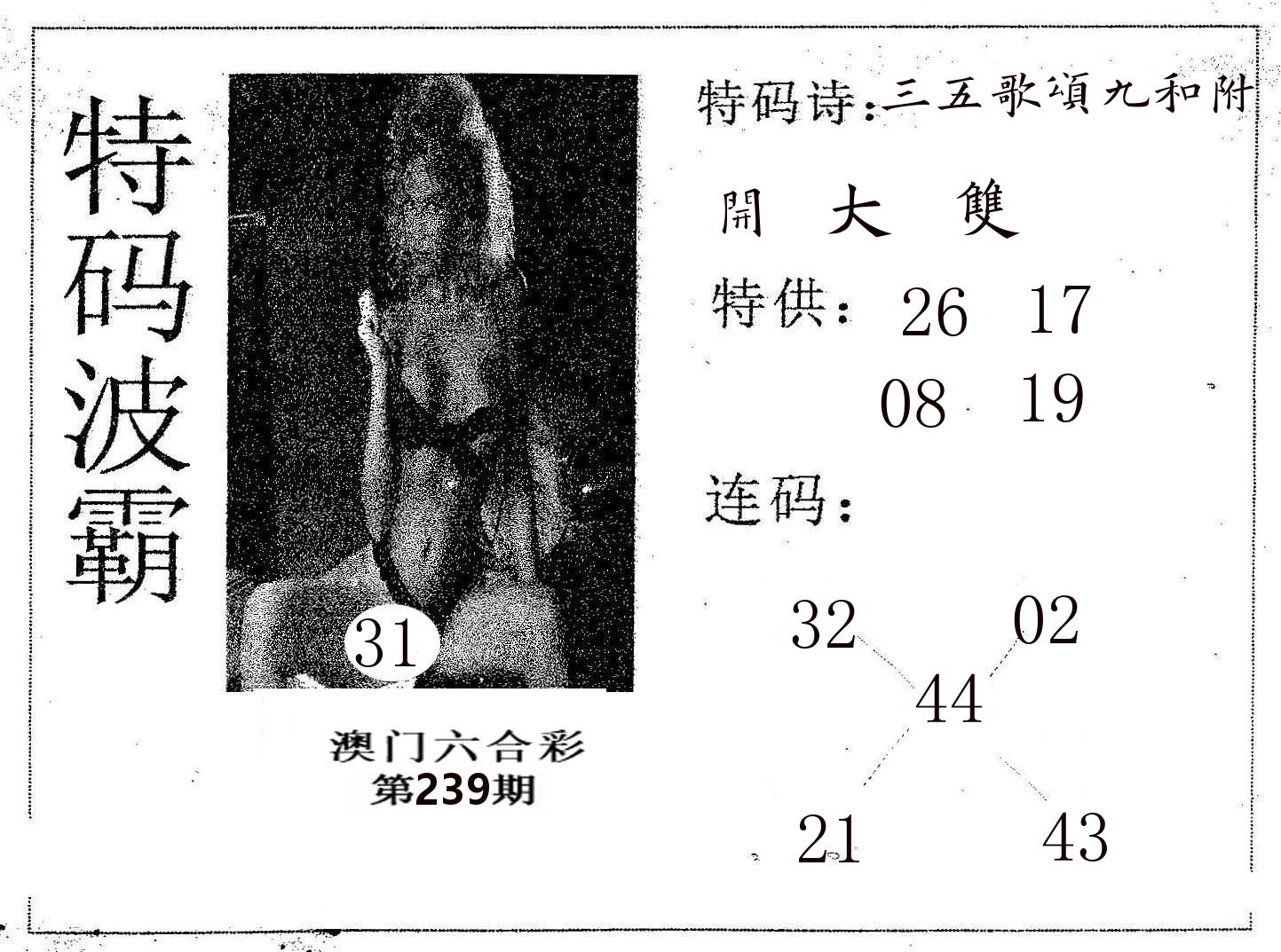 特码波霸 第239期