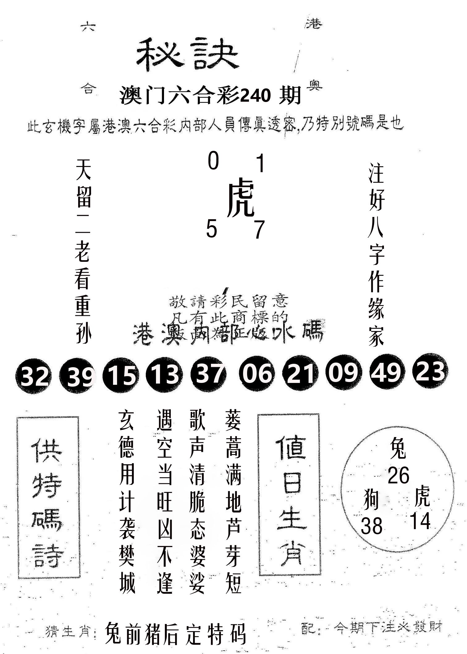 秘决 第240期