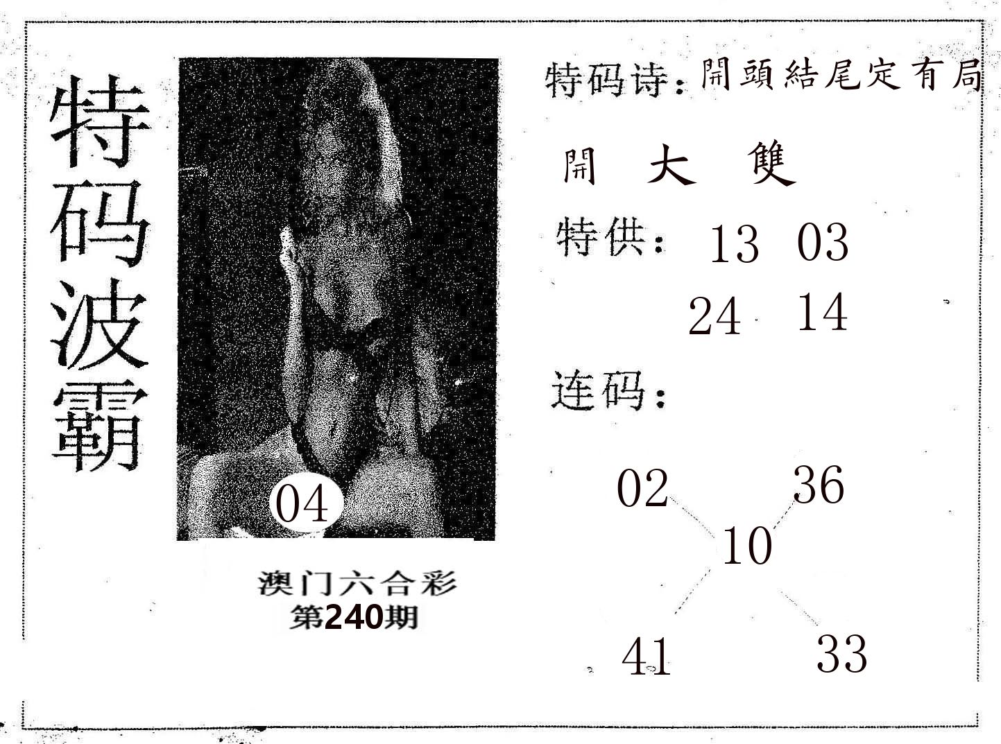 特码波霸 第240期
